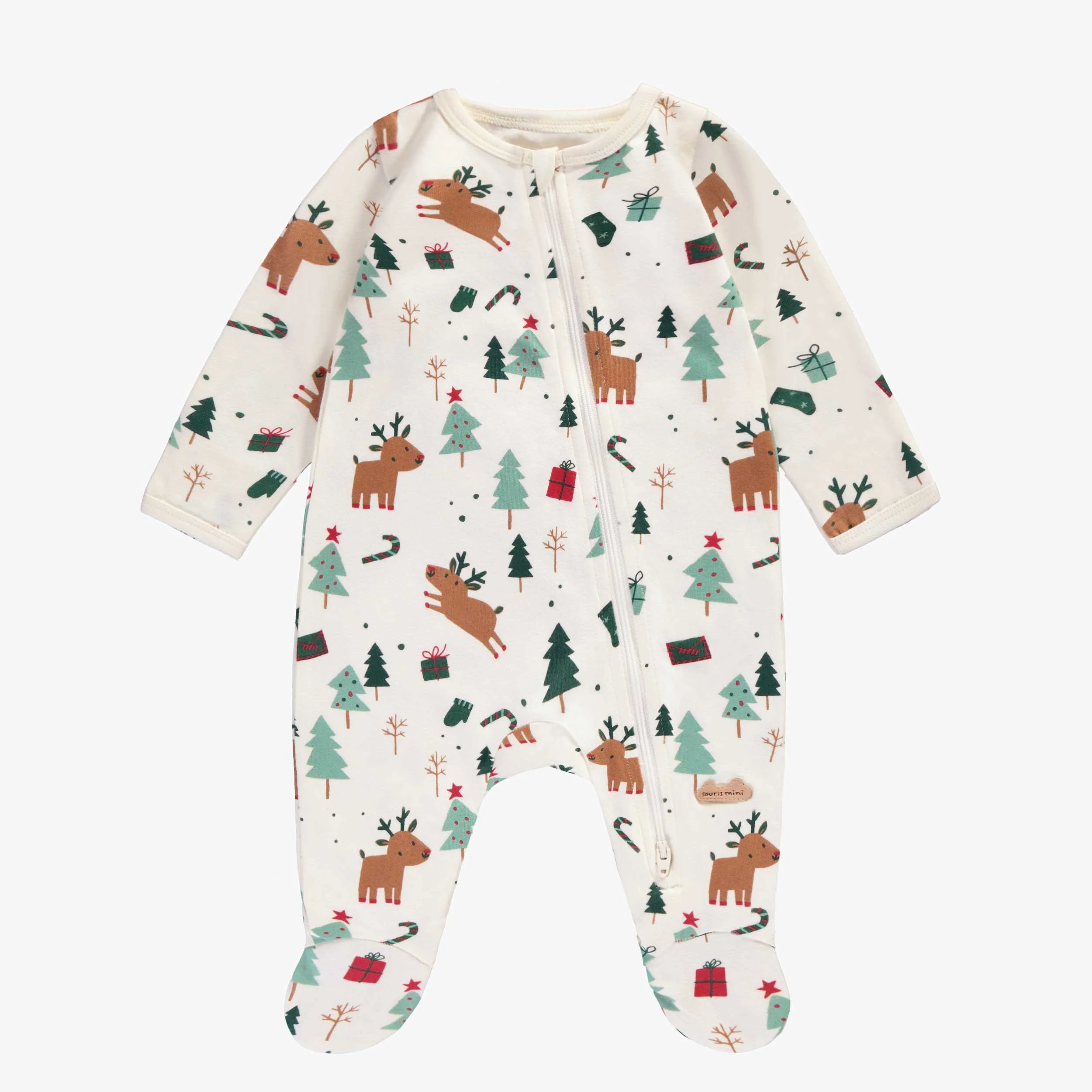 Pyjama une pièce blanc à motifs des Fêtes, naissance