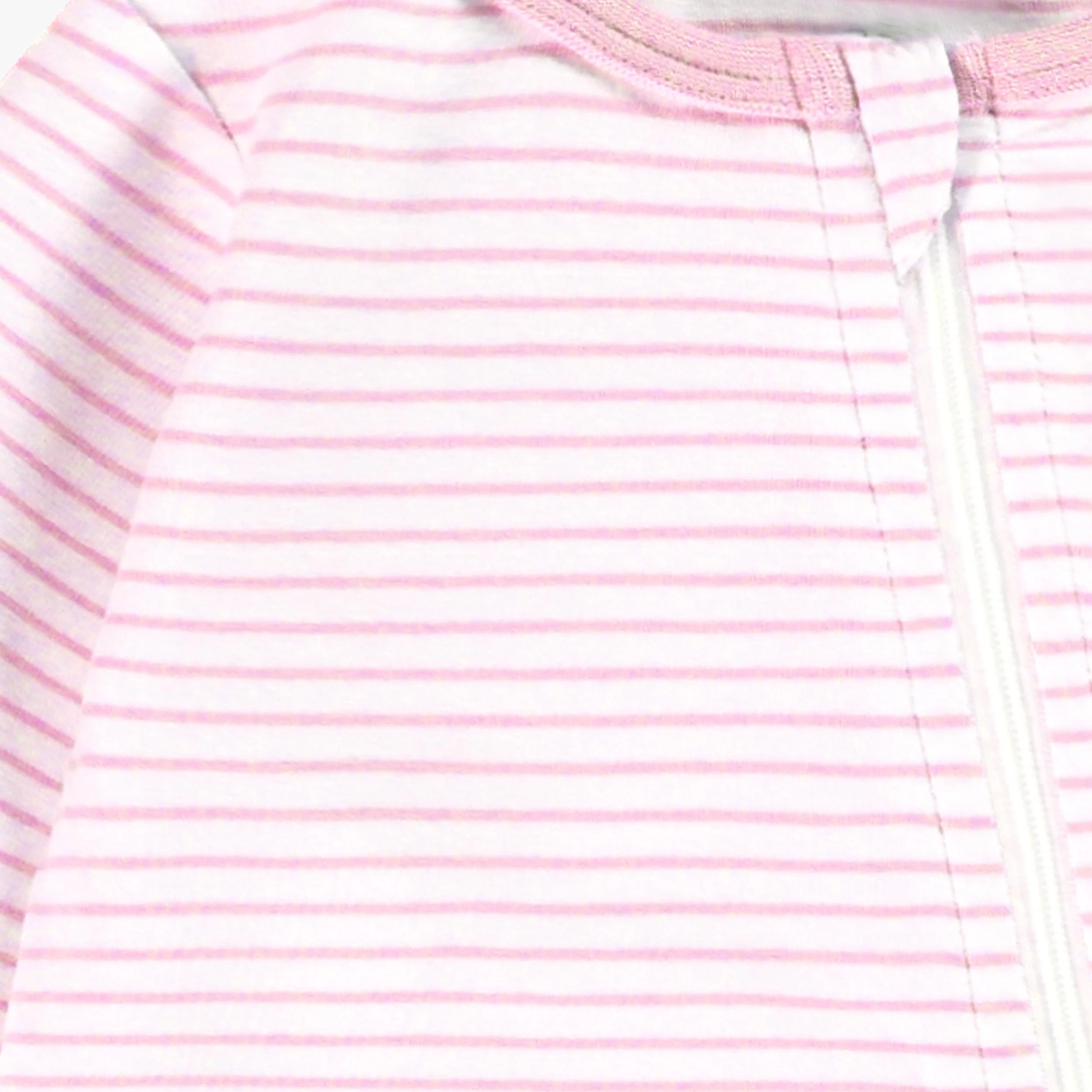 Pyjama une pièce blanc à rayures roses, naissance - Image 2