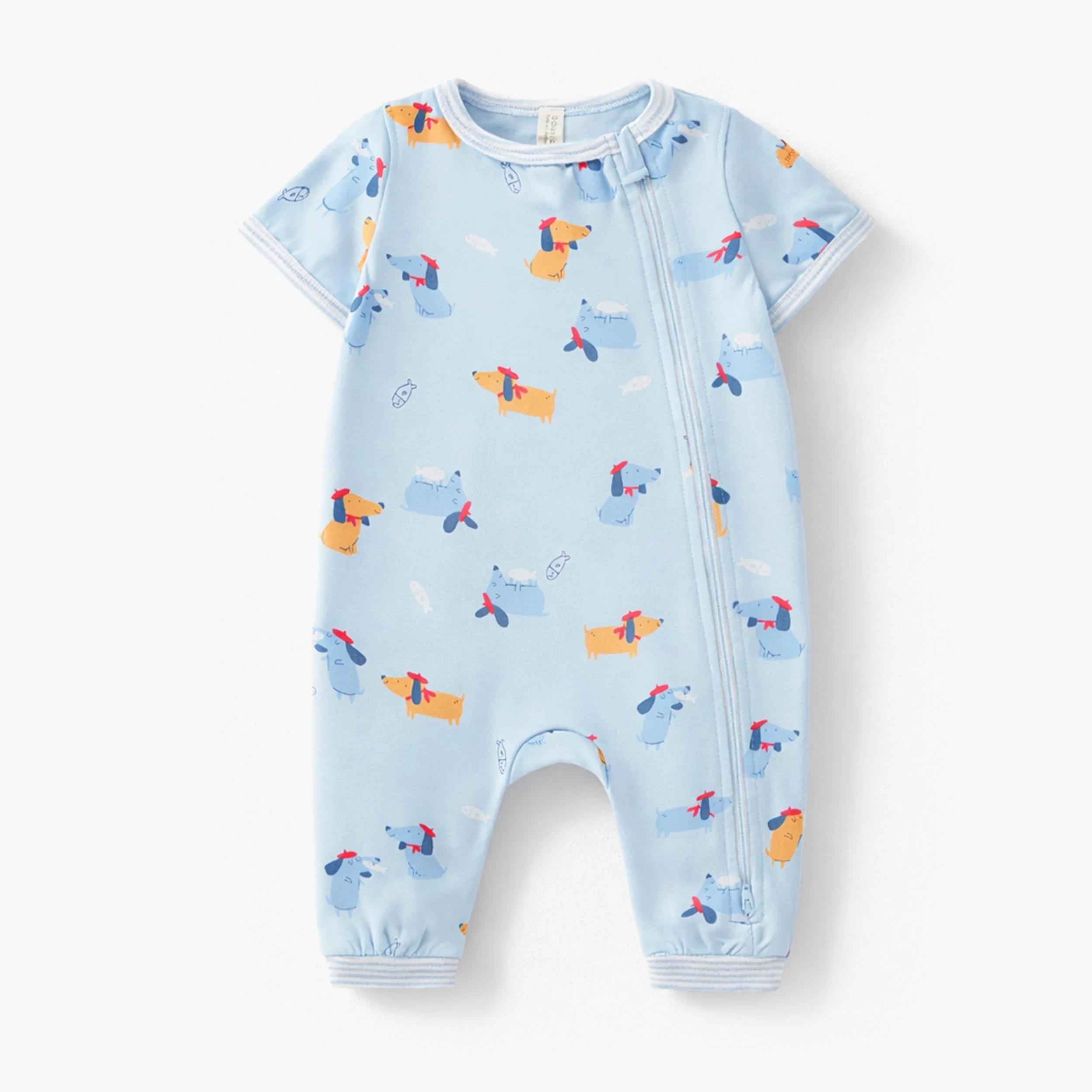 Pyjama une pièce bleu à motifs de chiens, naissance