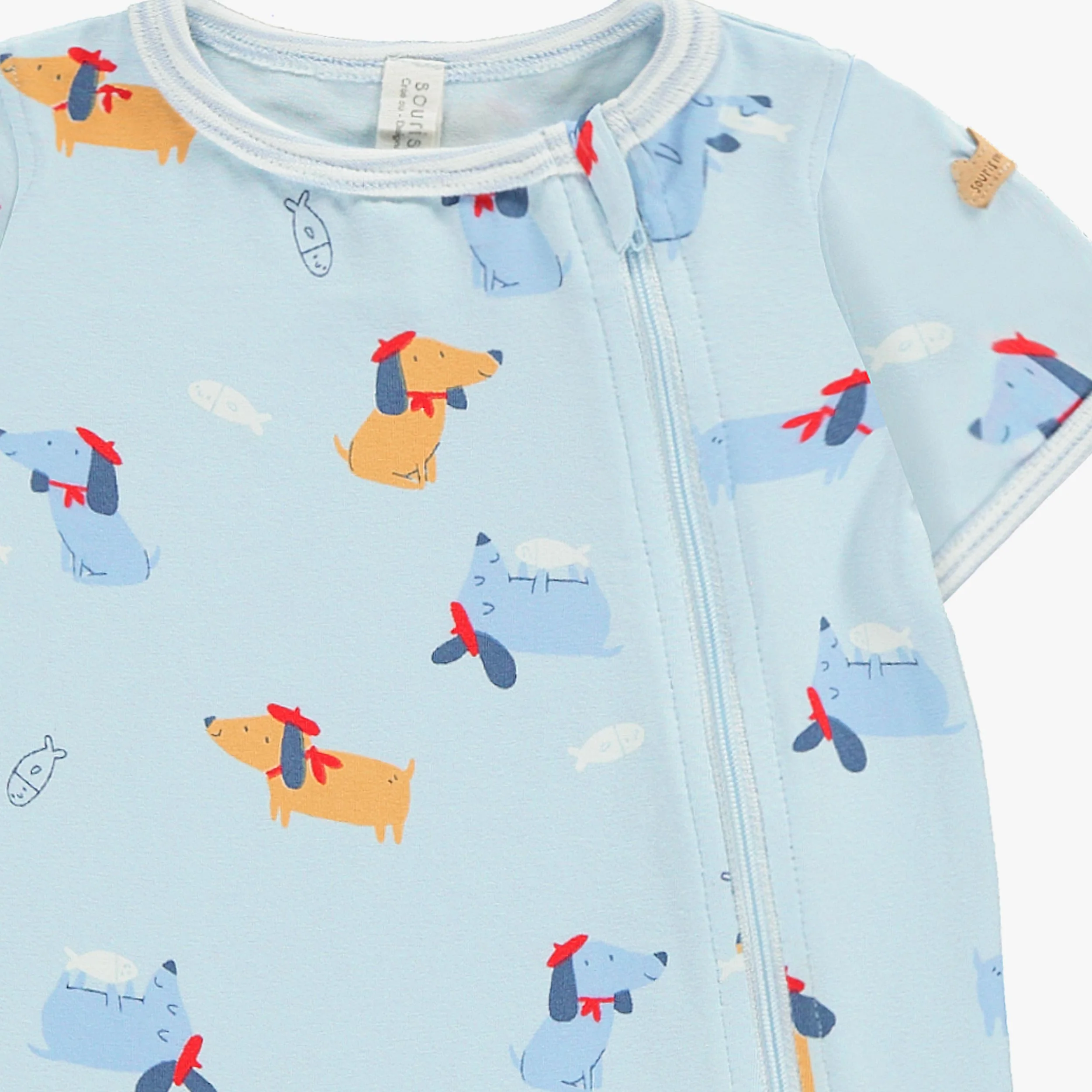 Pyjama une pièce bleu à motifs de chiens, naissance - Image 2