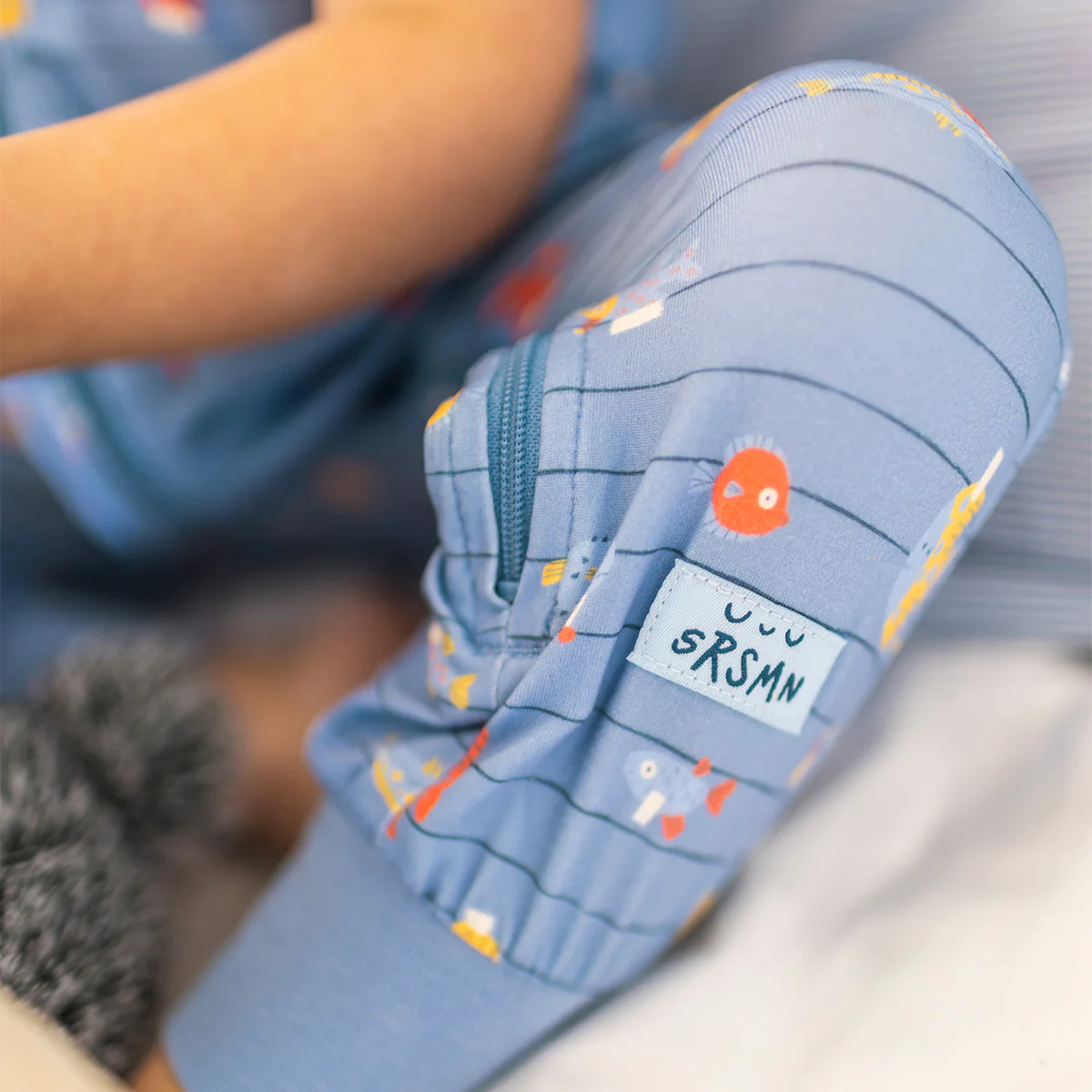 Pyjama une pièce bleu à rayures et motifs de poissons, bébé - Image 3