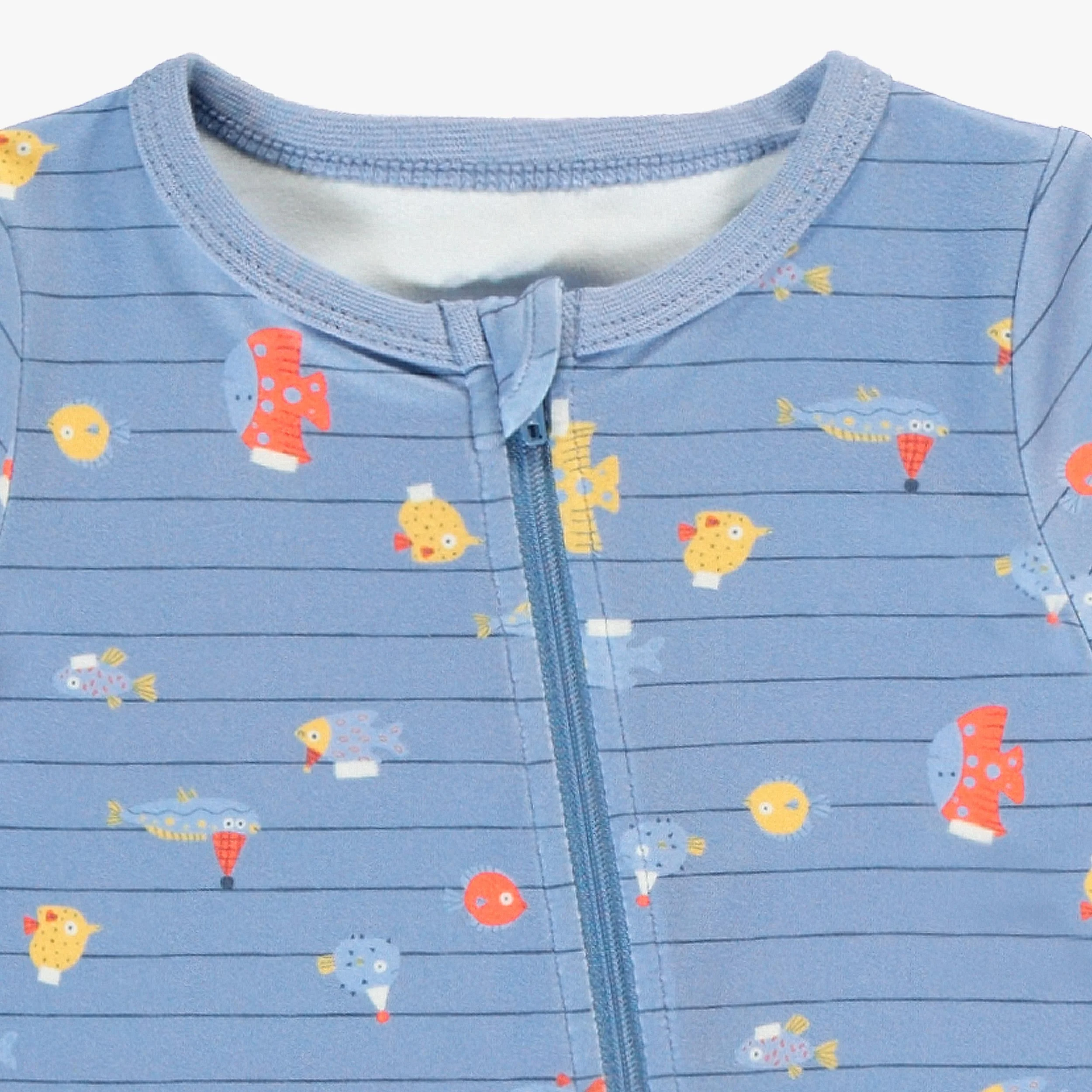Pyjama une pièce bleu à rayures et motifs de poissons, bébé - Image 5