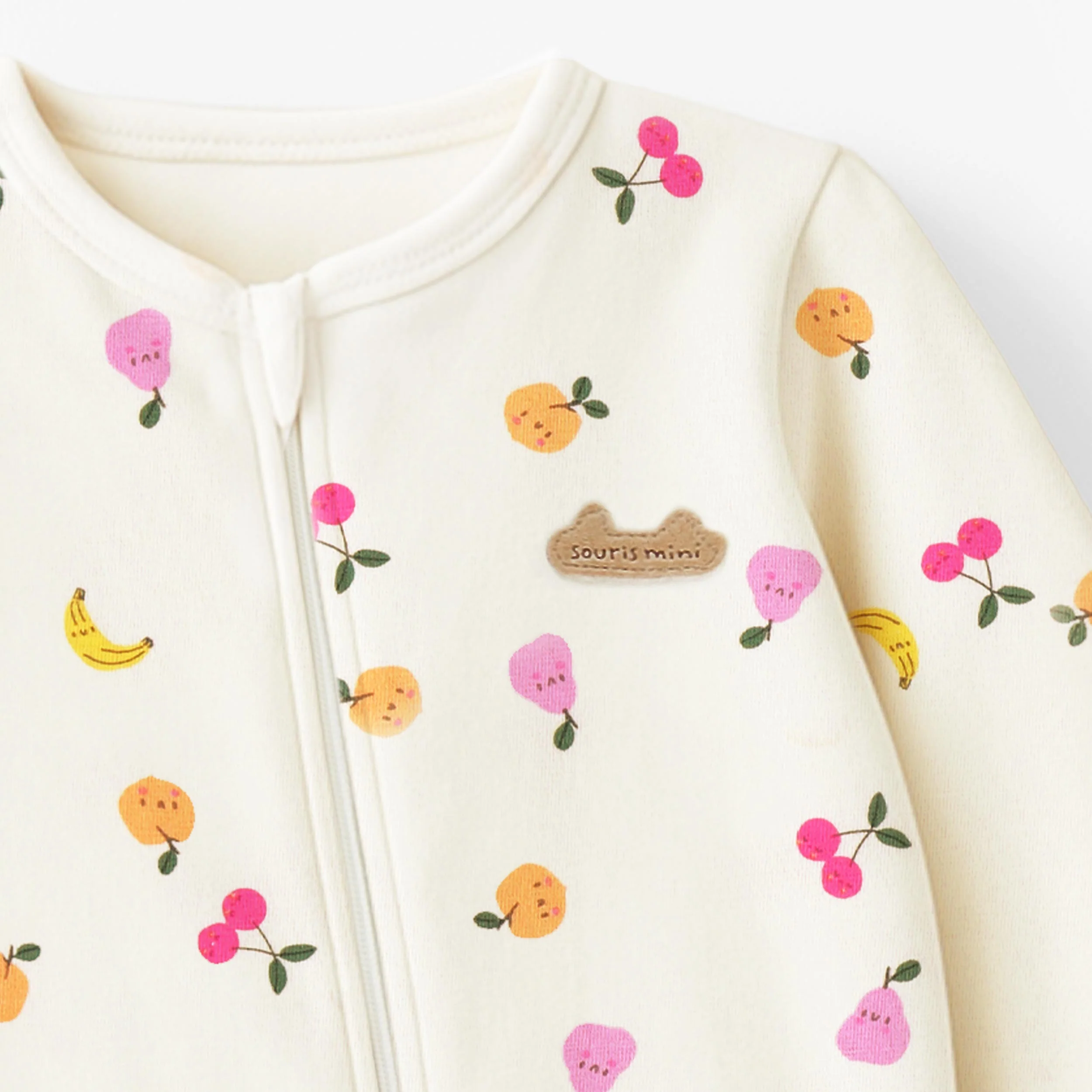 Pyjama une pièce crème à motifs fruités, naissance - Image 4