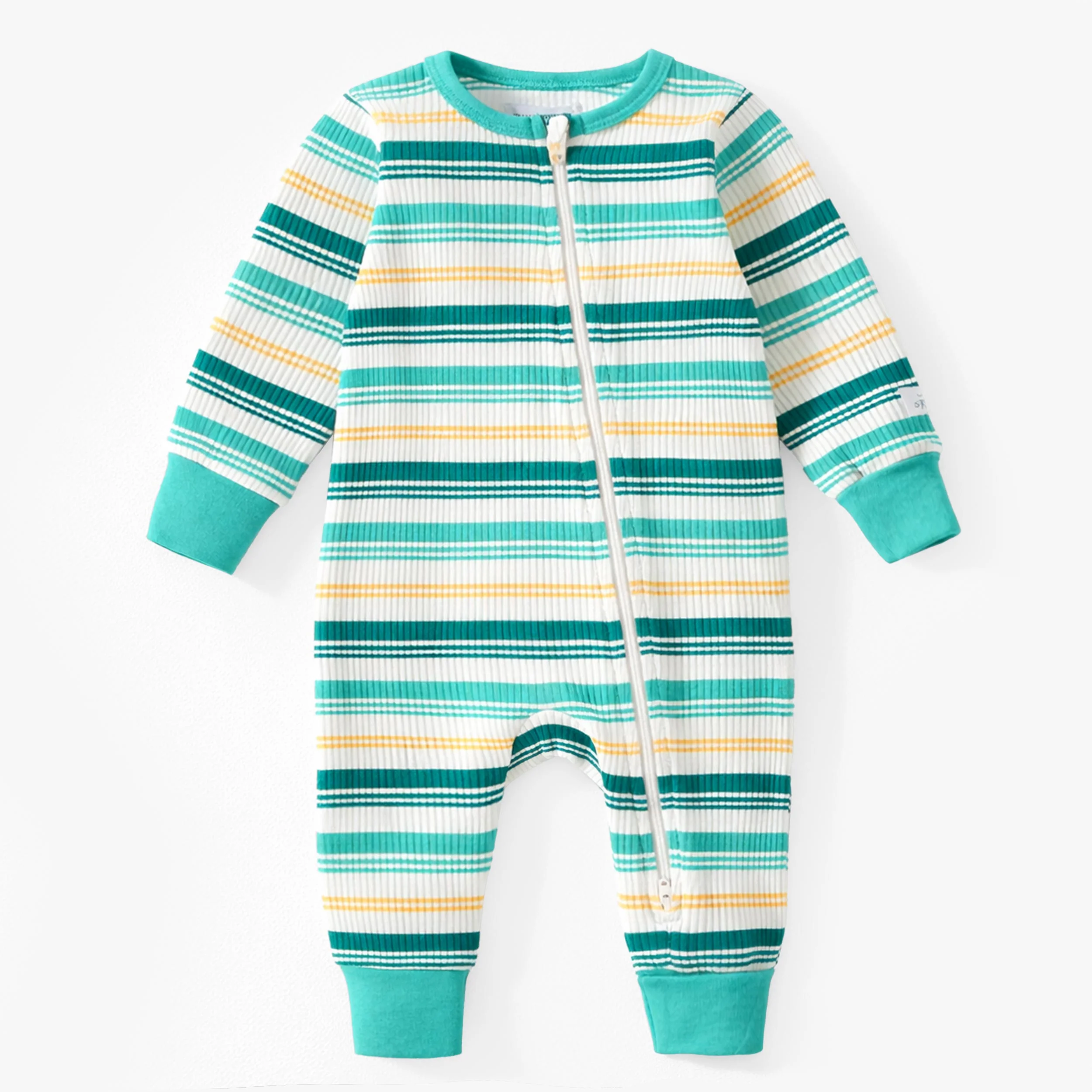Pyjama une pièce crème à rayures colorées, bébé