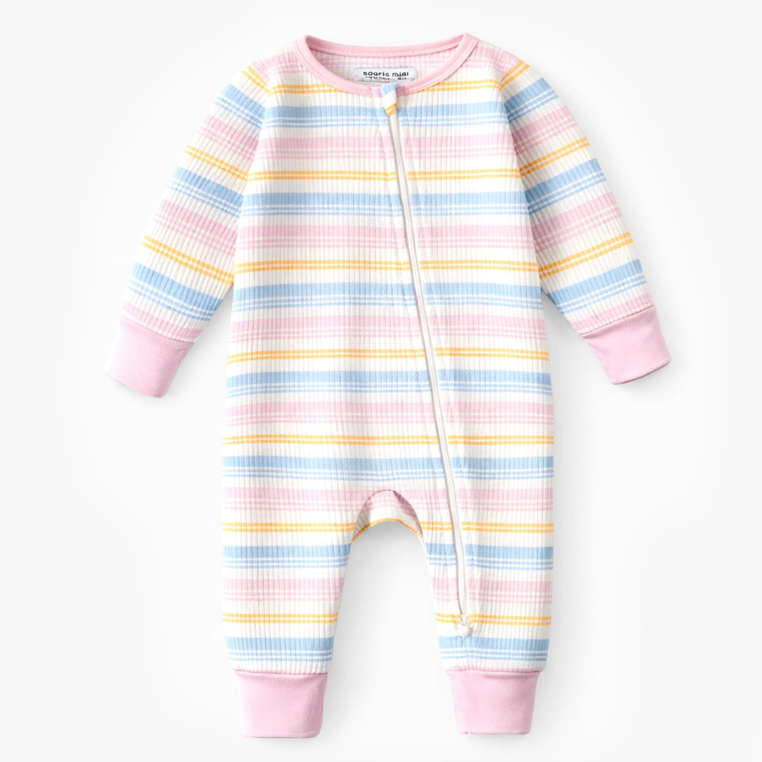 Pyjama une pièce crème à rayures pastel, bébé