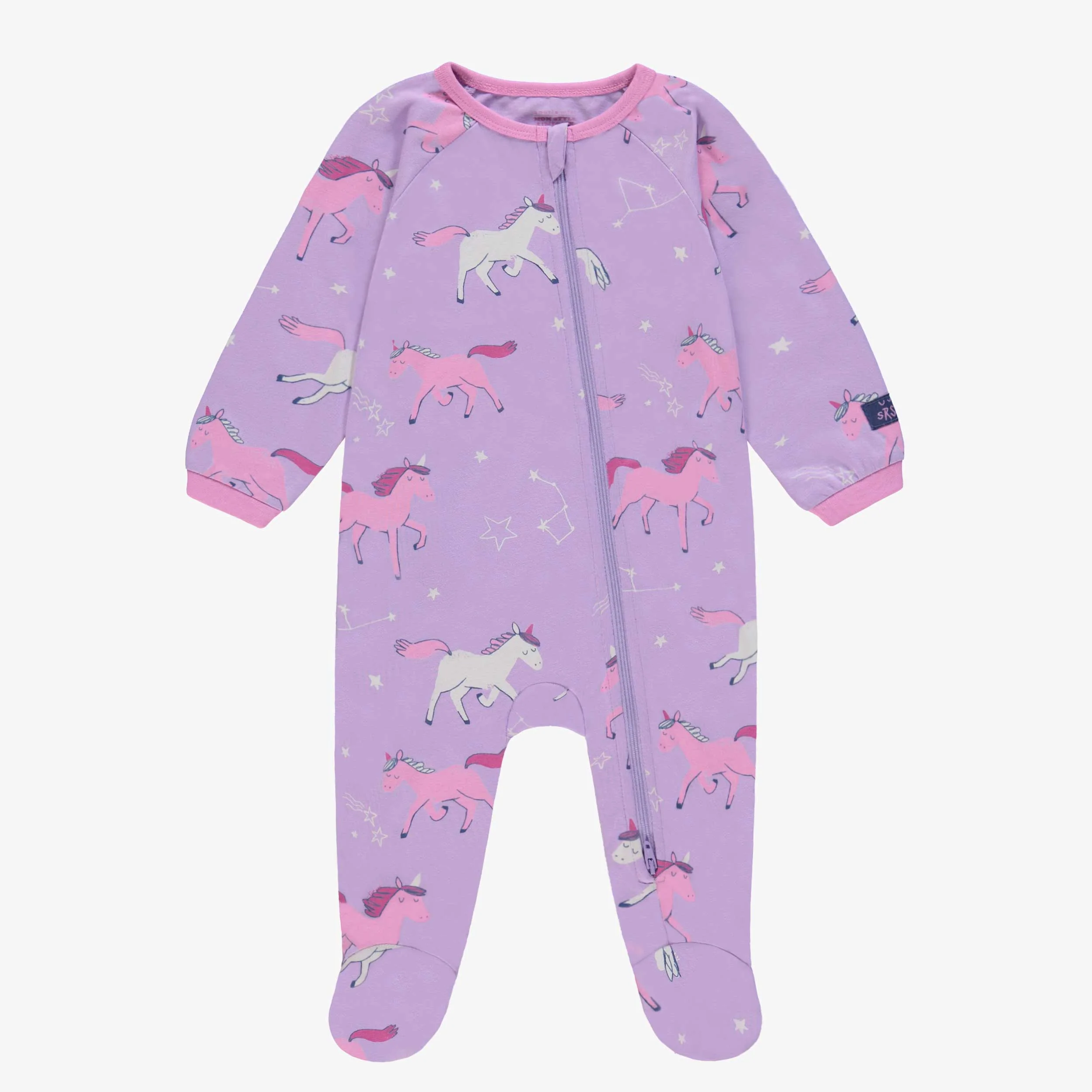 Pyjama une pièce mauve à motifs de licornes, bébé