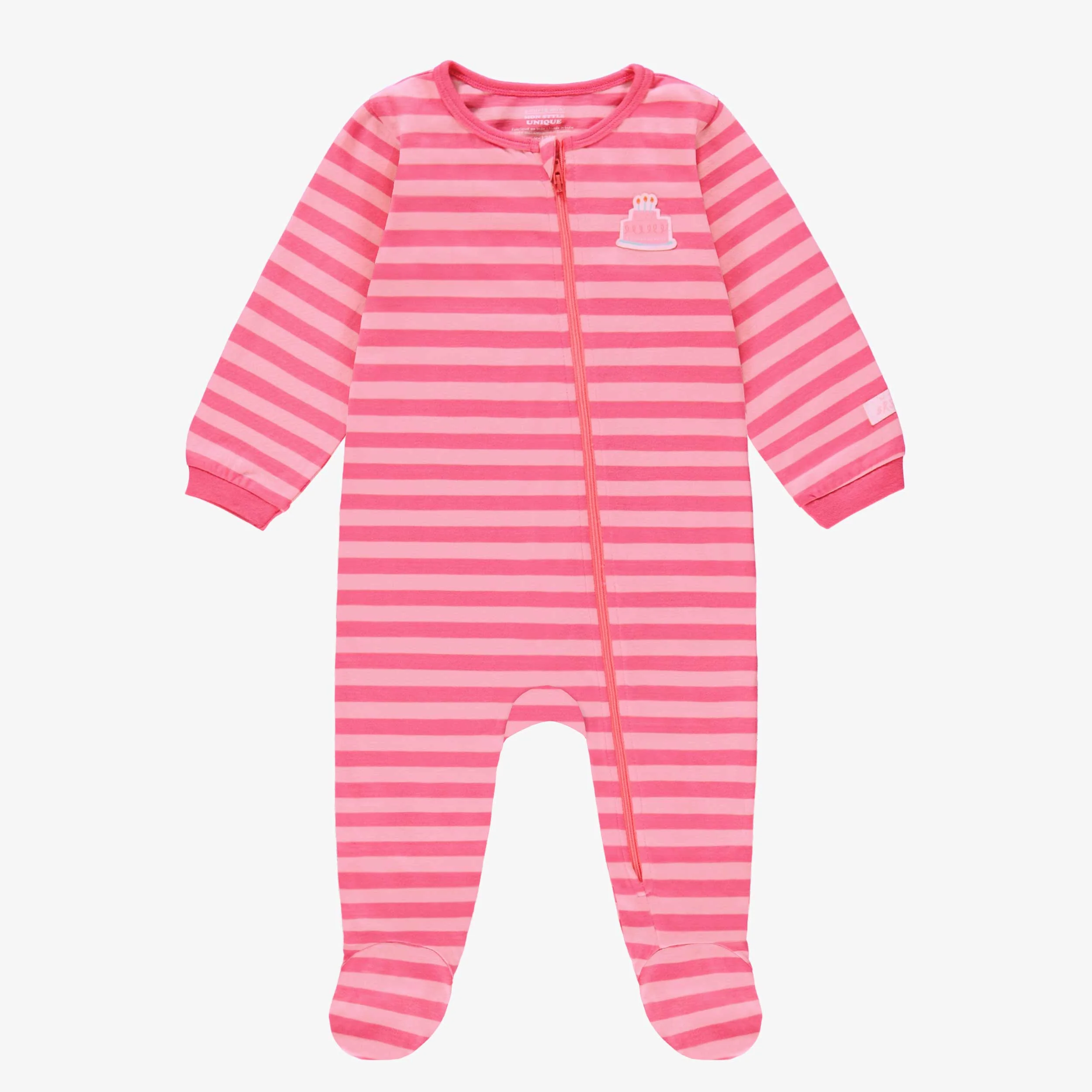 Pyjama une pièce rose à rayures, bébé