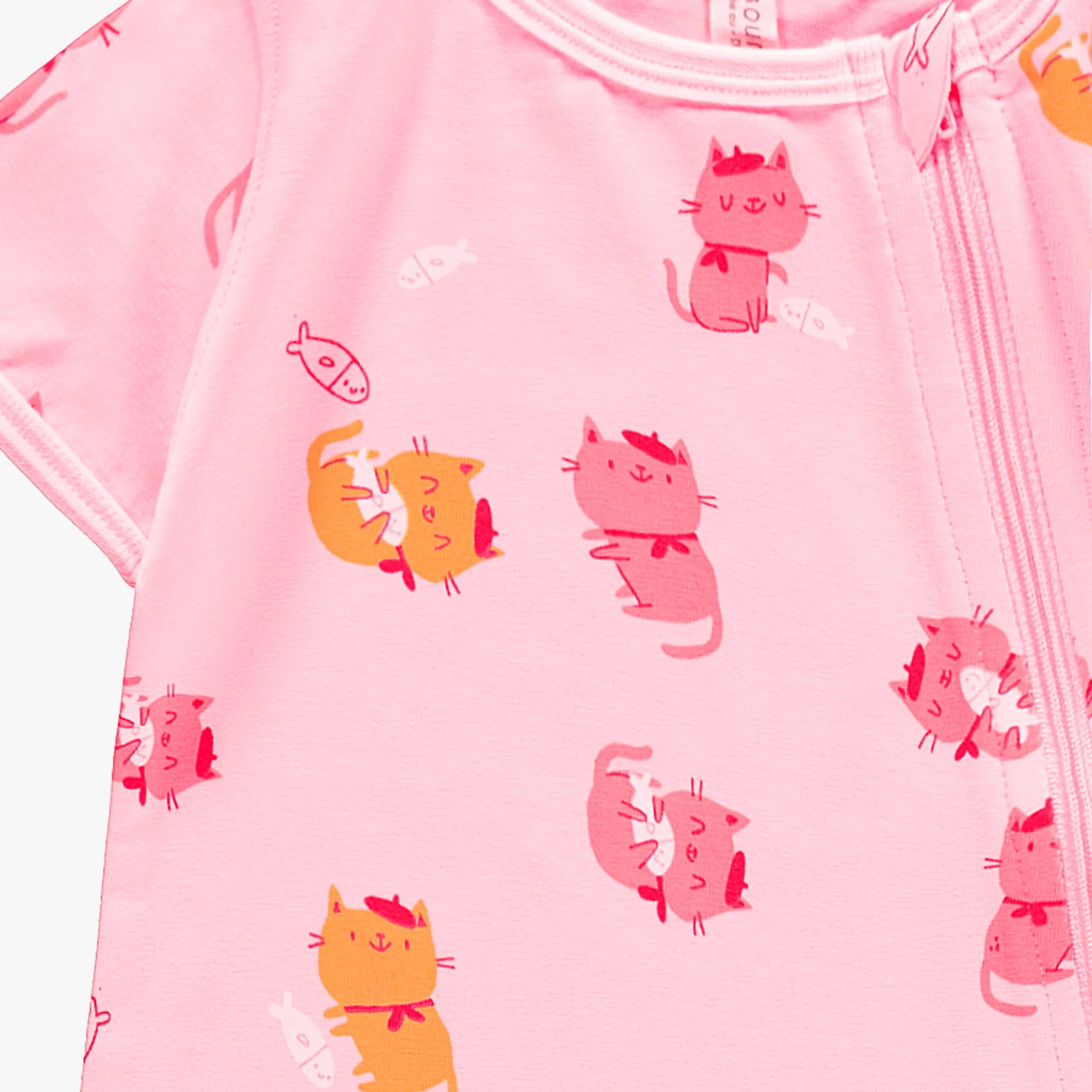 Pyjama une pièce rose à motifs de chats, naissance - Image 2