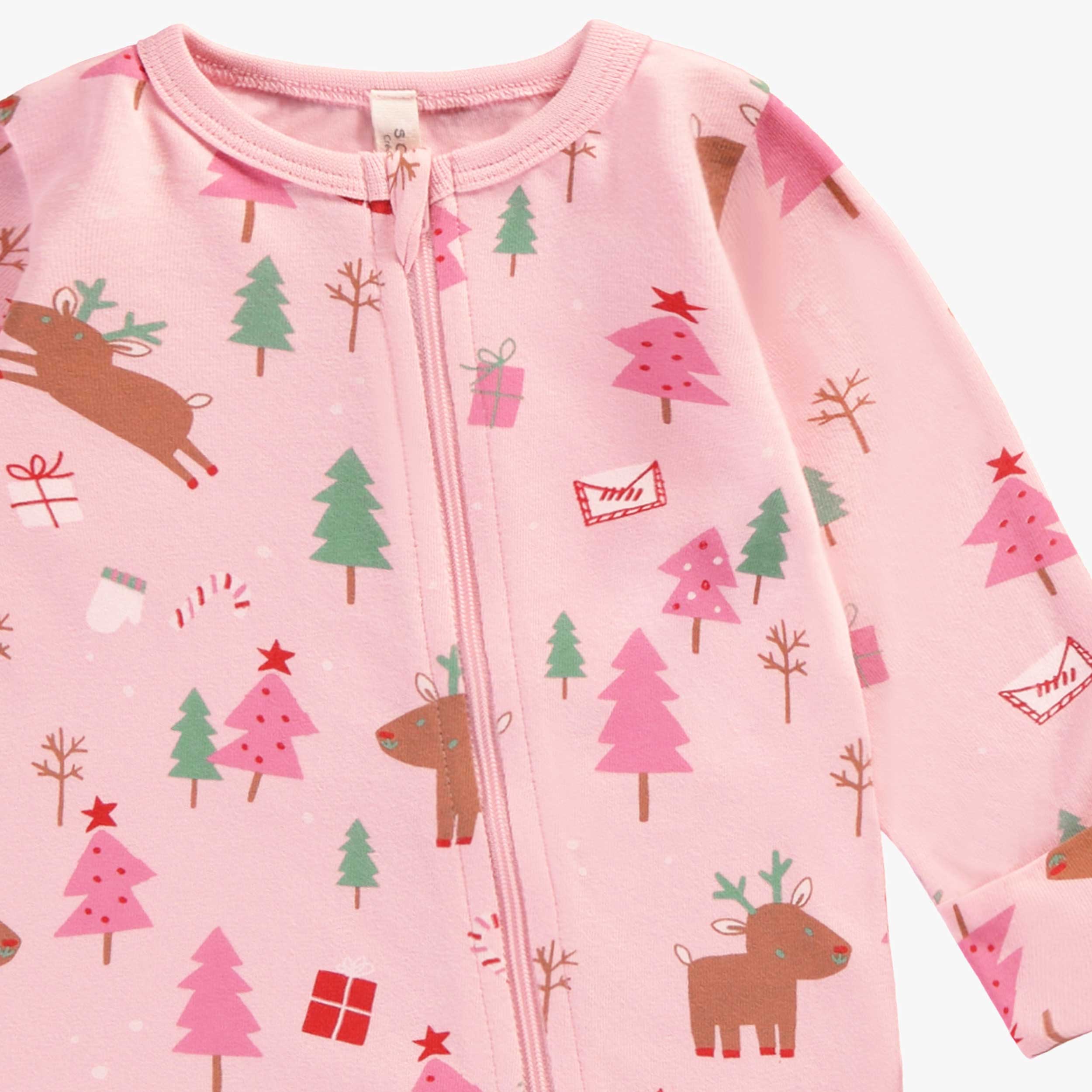 Pyjama une pièce rose à motifs des Fêtes, naissance - Image 2
