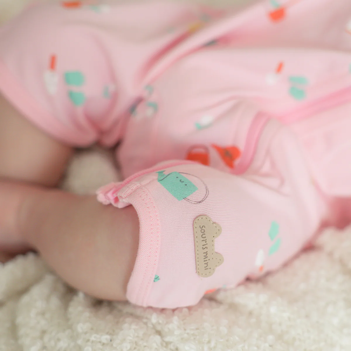 Pyjama une pièce rose à motifs, naissance - Image 4