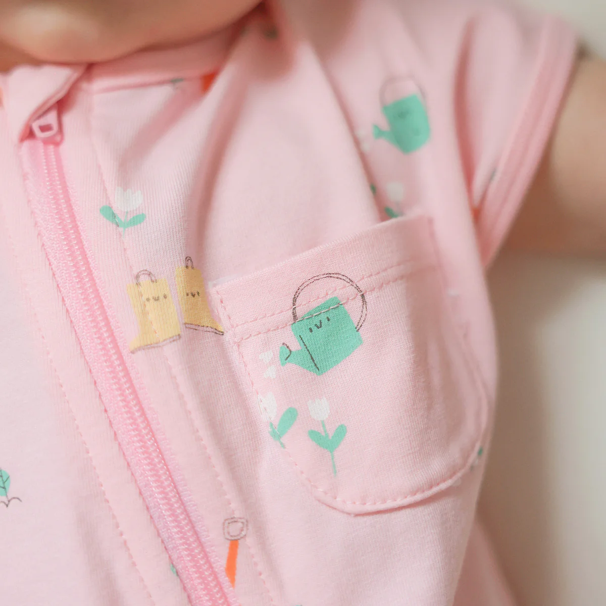 Pyjama une pièce rose à motifs, naissance - Image 5