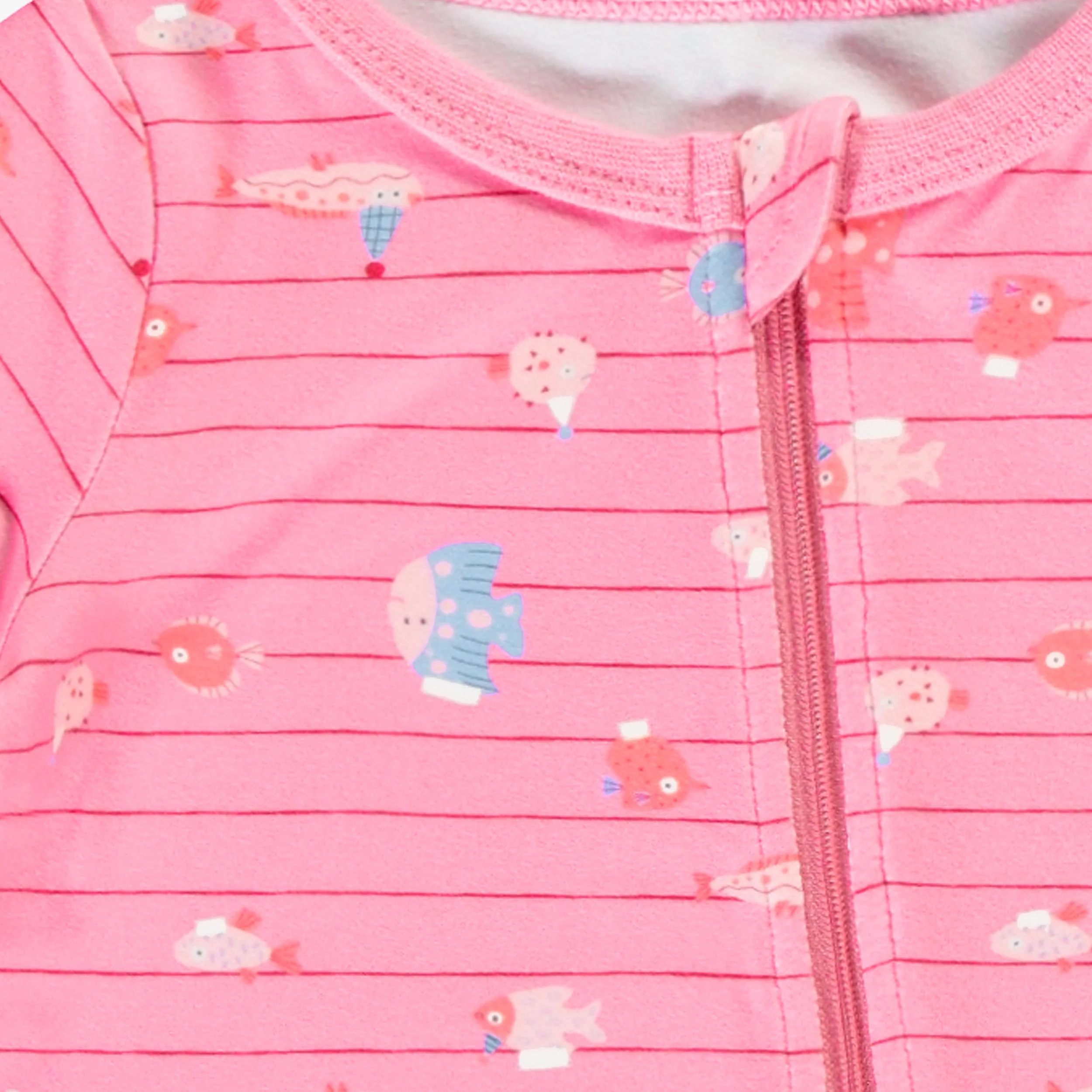 Pyjama une pièce rose à rayures et motifs de poissons, bébé - Image 7