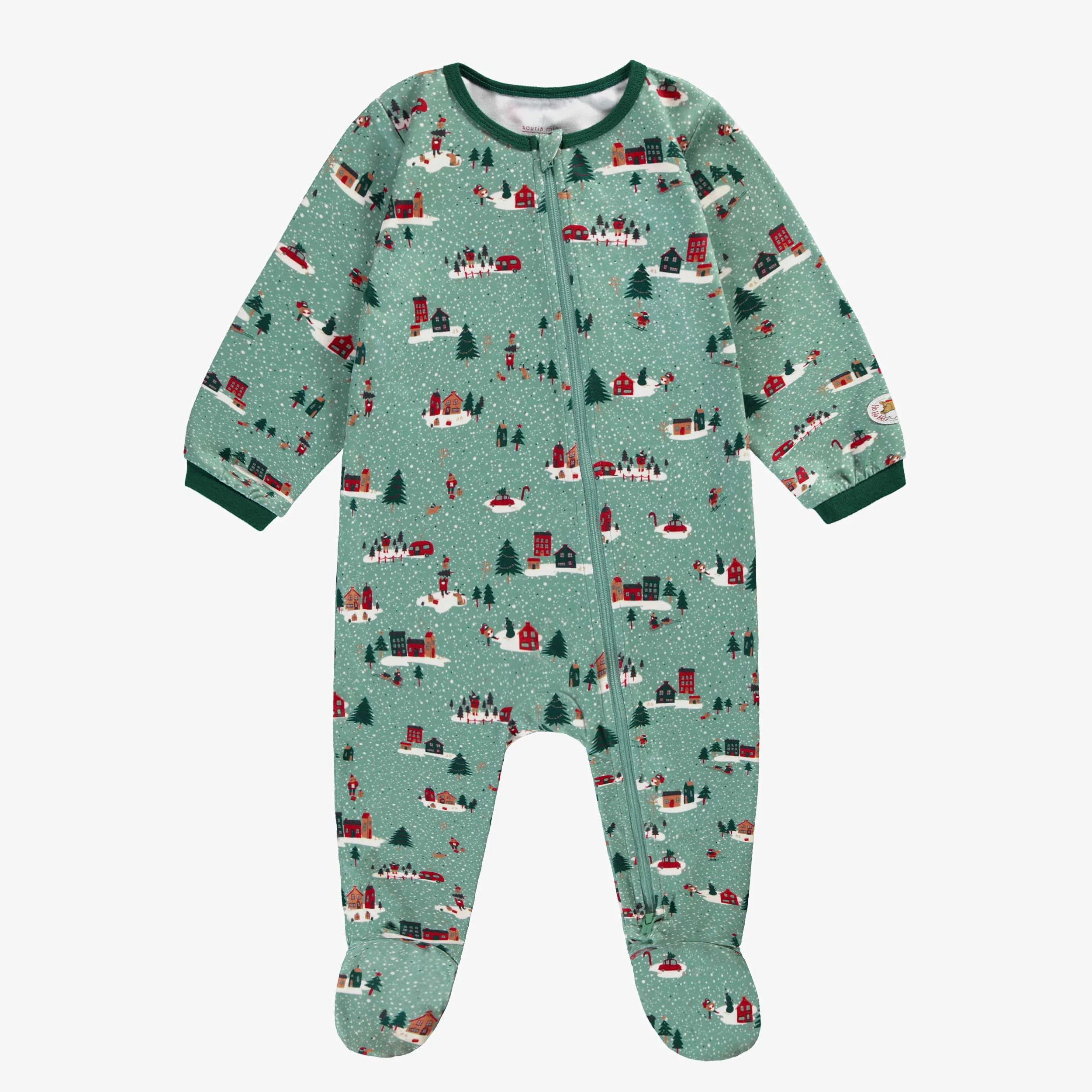 Pyjama une pièce vert à motifs des Fêtes, bébé