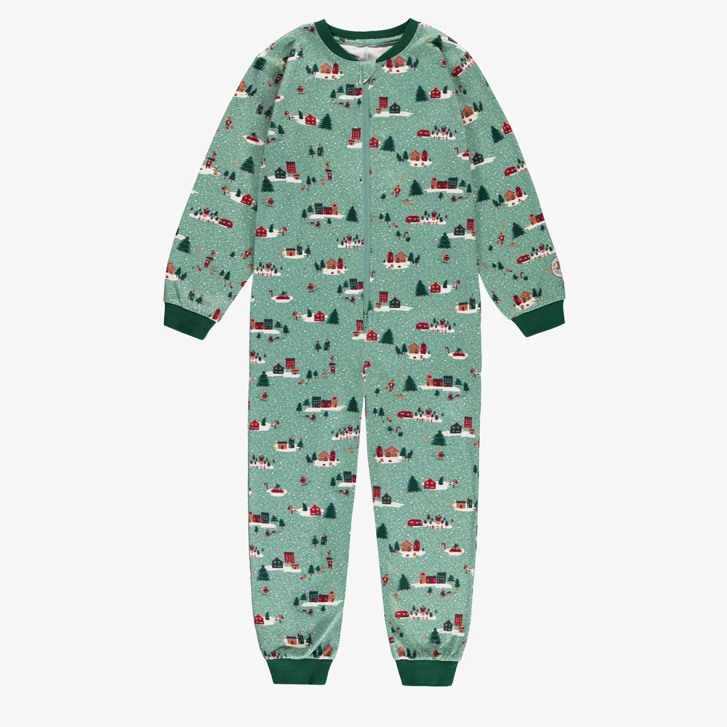 Pyjama une pièce vert à motifs des Fêtes, enfant