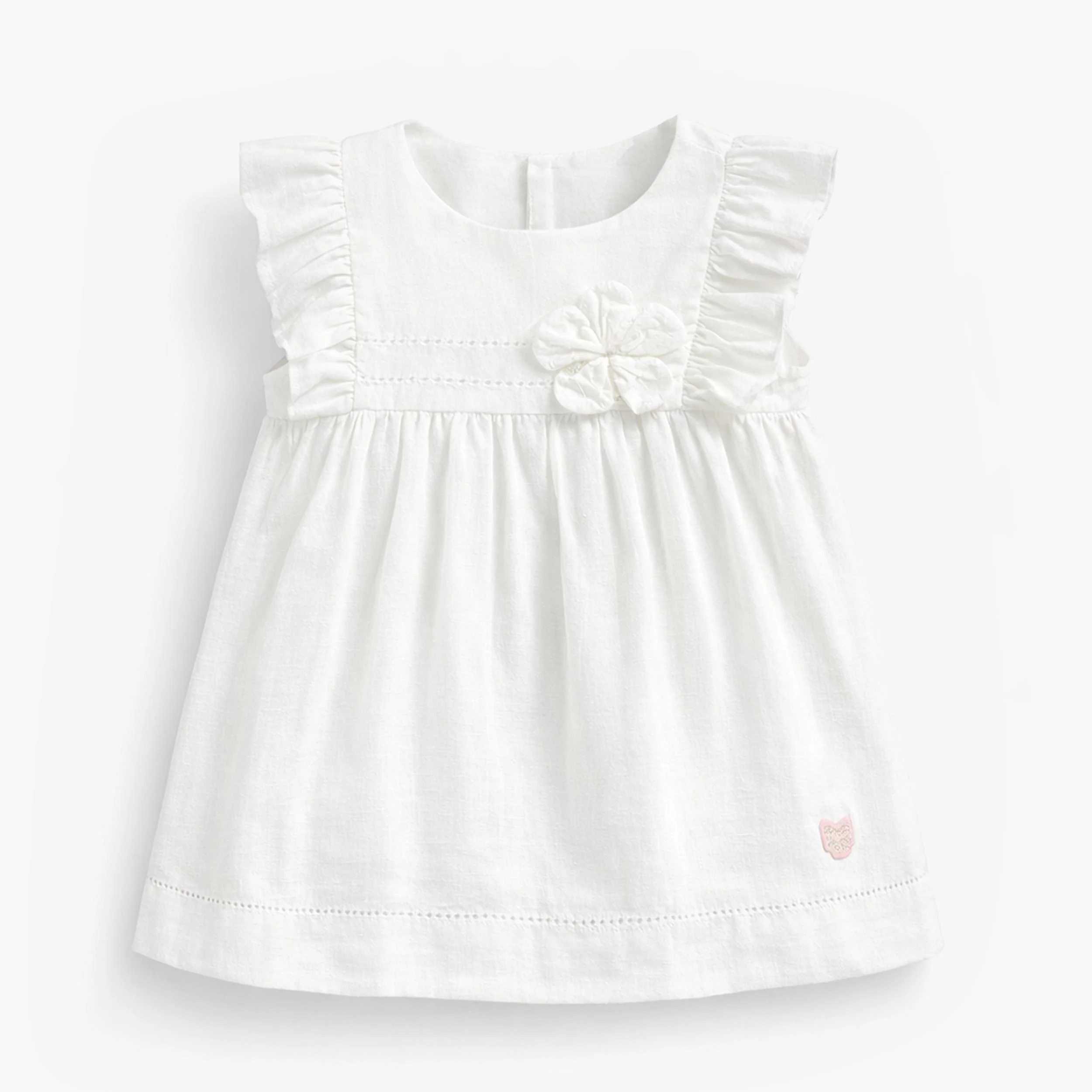 Robe blanche en coton et lin, bébé