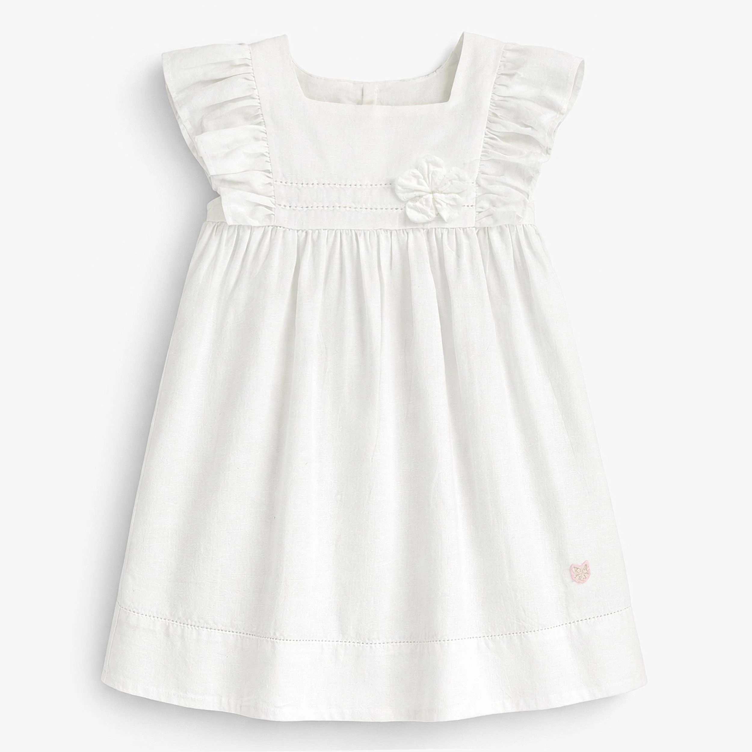 Robe blanche en coton et lin, enfant