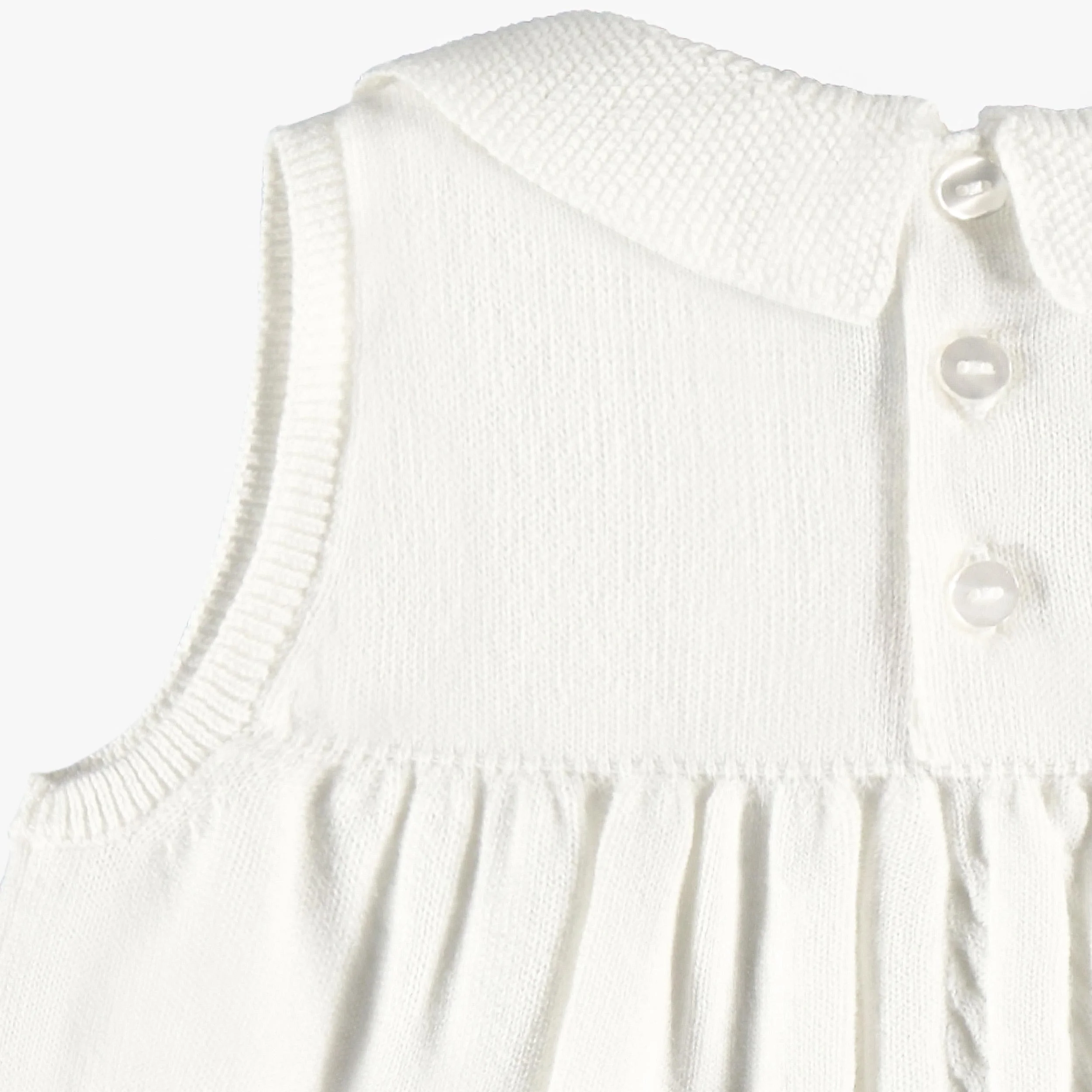 Robe blanche en tricot avec broderies de fleurs, bébé - Image 3