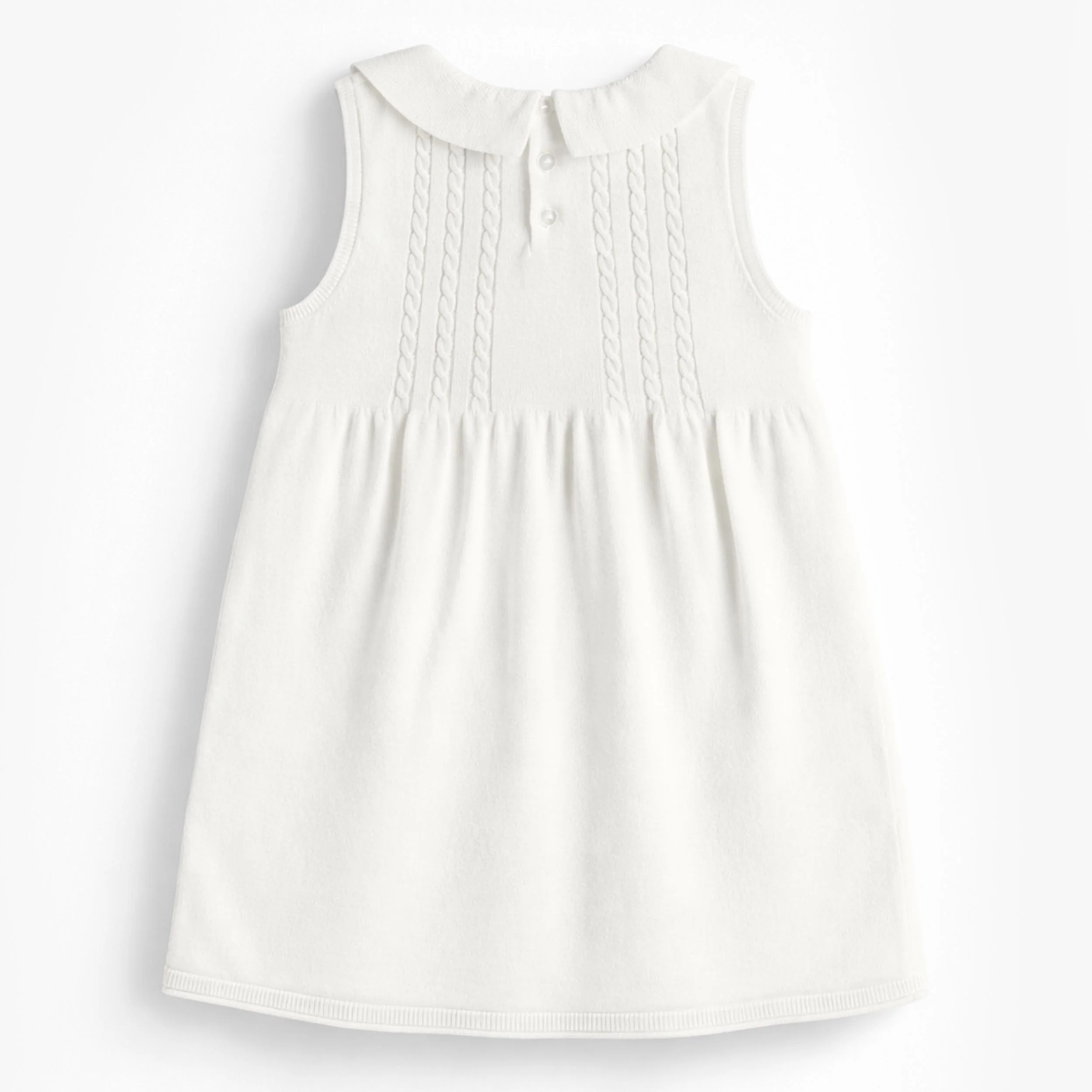 Robe blanche en tricot avec broderies de fleurs, enfant - Image 3