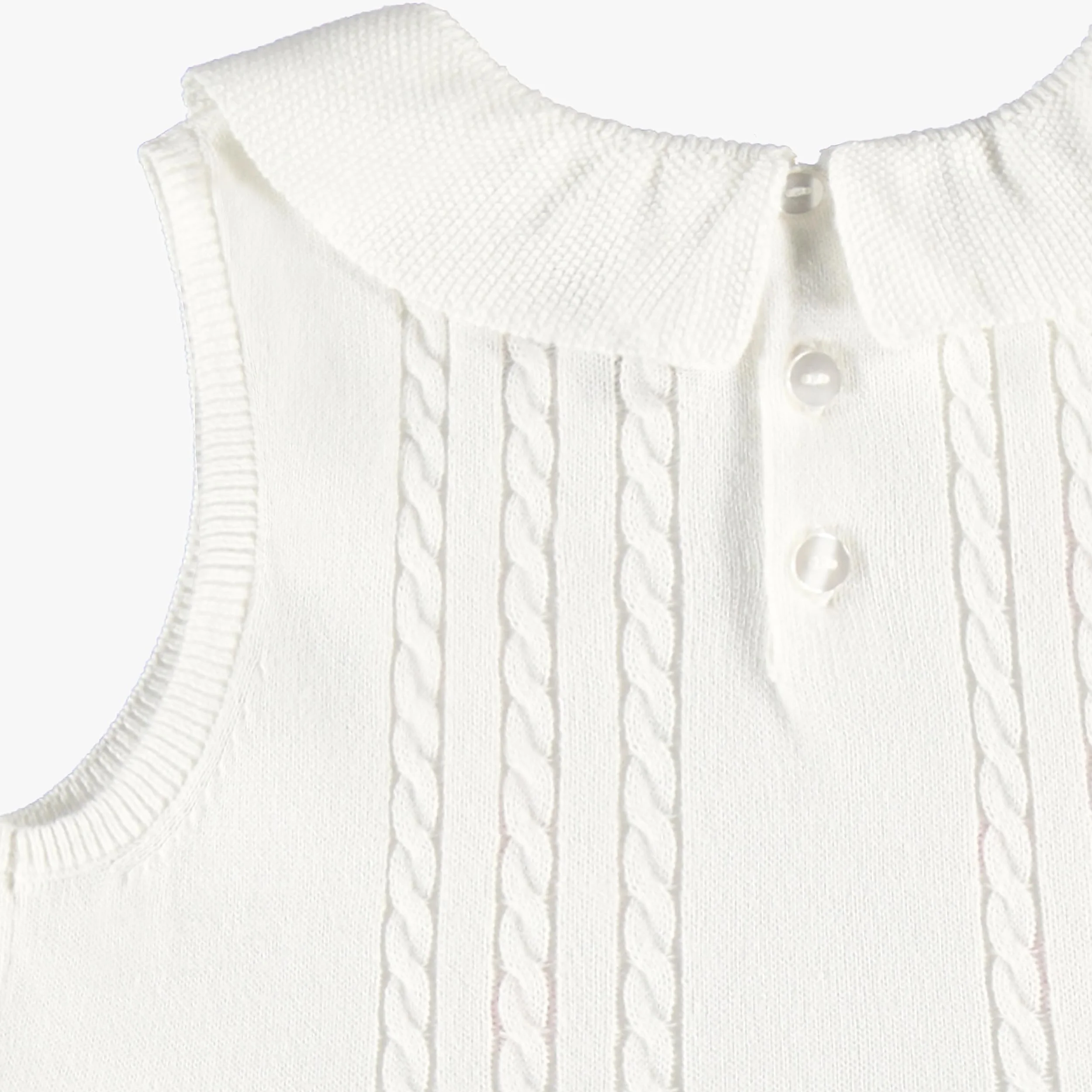 Robe blanche en tricot avec broderies de fleurs, enfant - Image 4