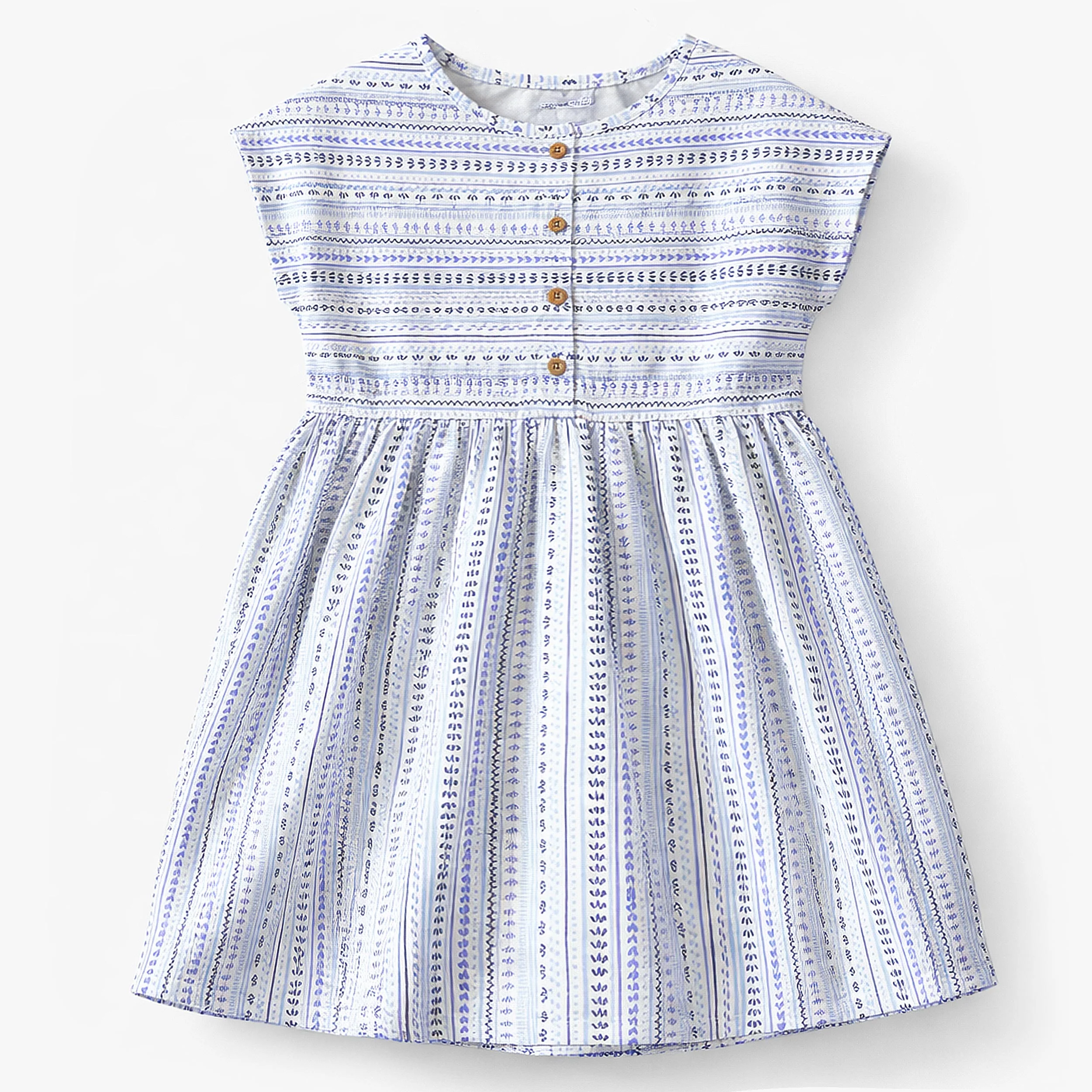 Robe blanche et bleue à motifs, enfant