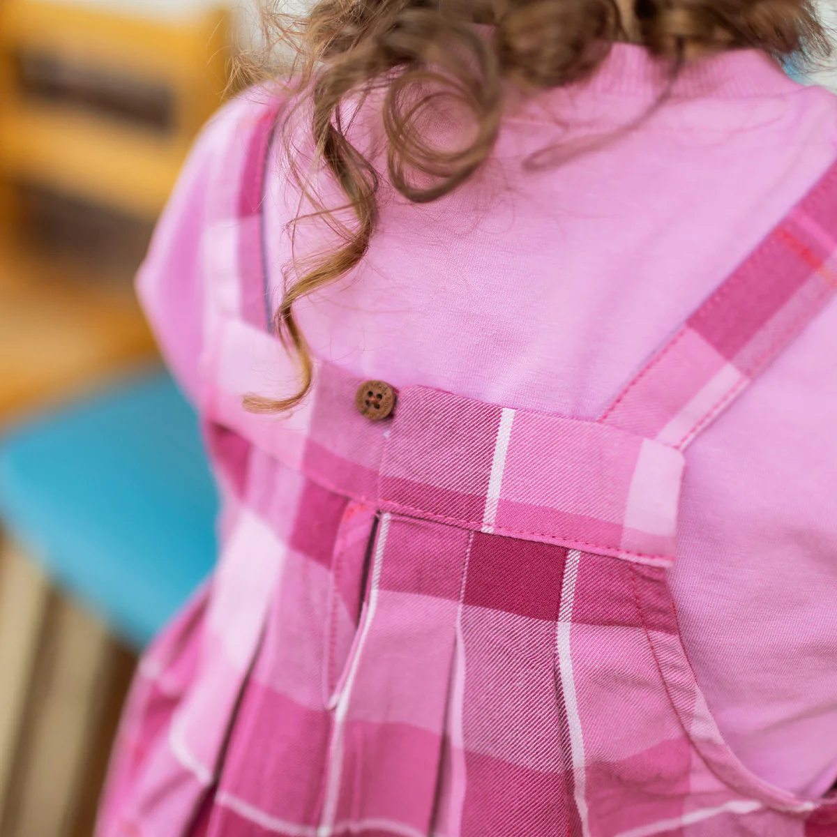 Robe chasuble mauve à carreaux, bébé - Image 3