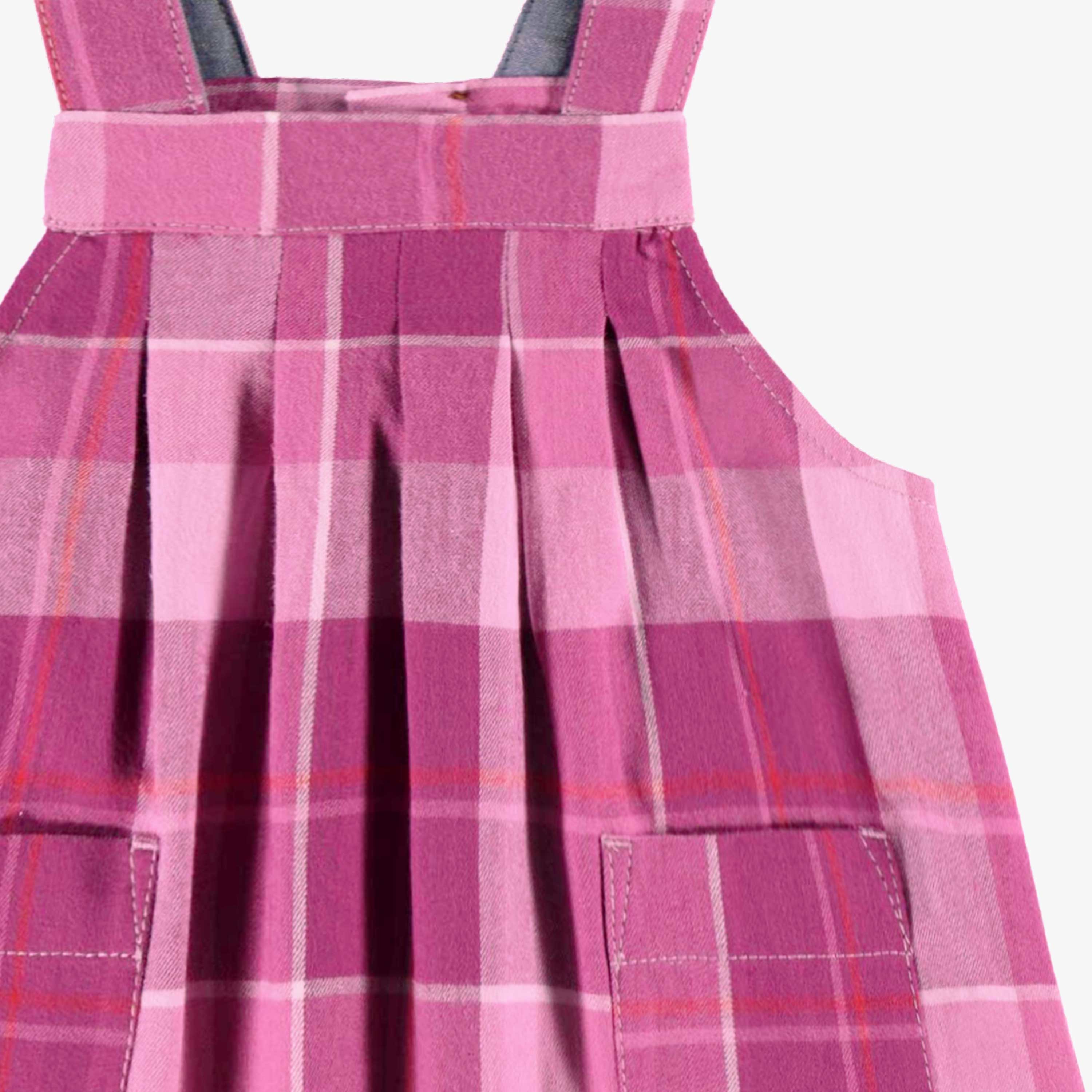 Robe chasuble mauve à carreaux, bébé - Image 4