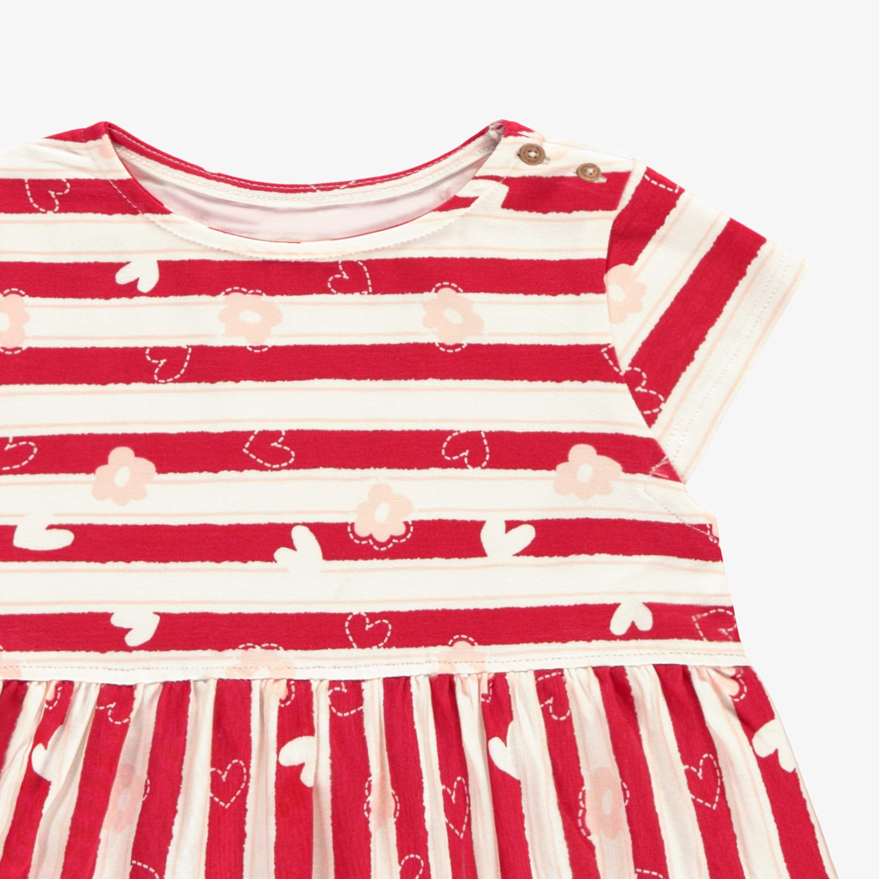 Robe crème à rayures rouges et motifs, bébé - Image 2