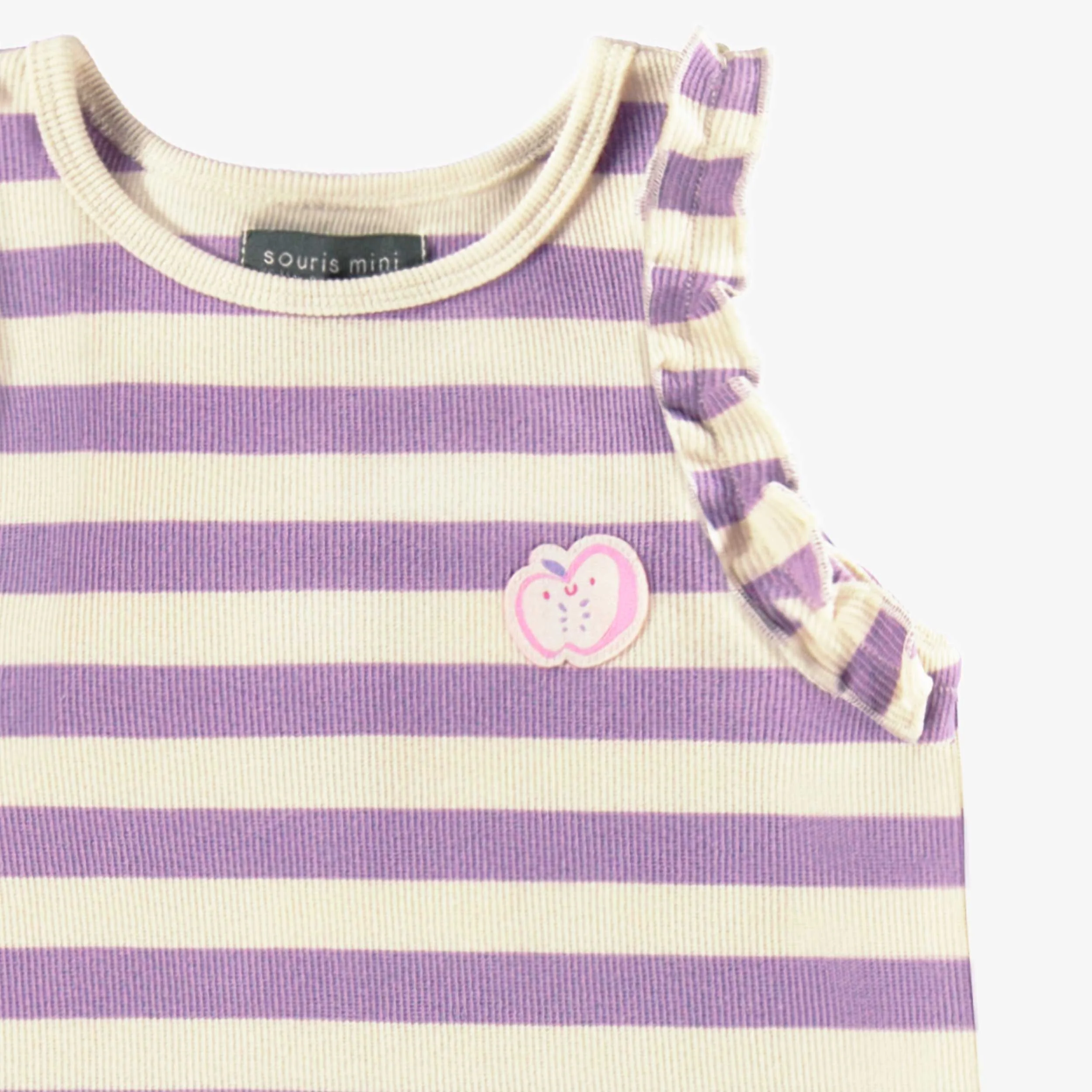 Robe crème et mauve à rayures, enfant - Image 2