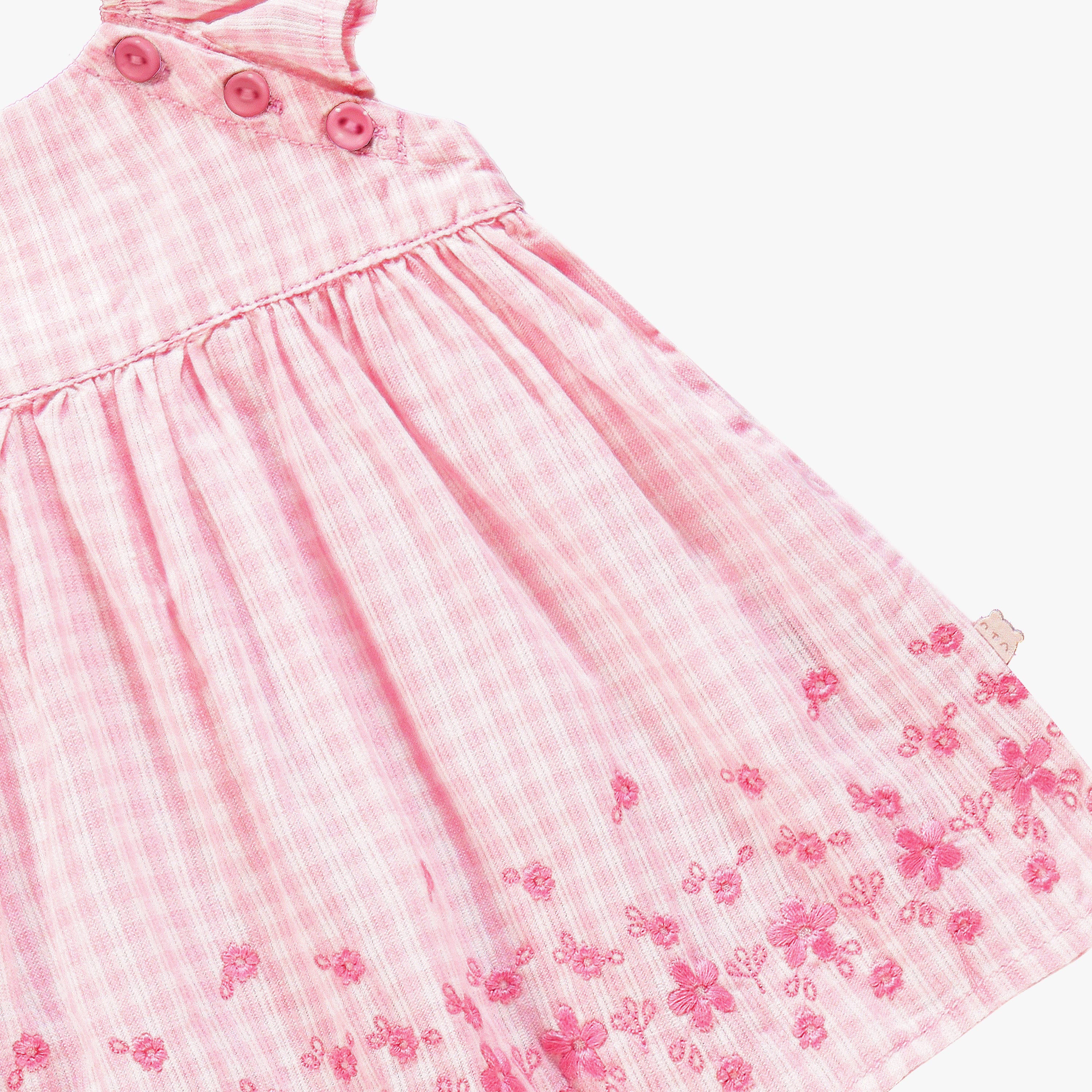 Robe et bloomer rose à carreaux et broderie anglaise, naissance - Image 3