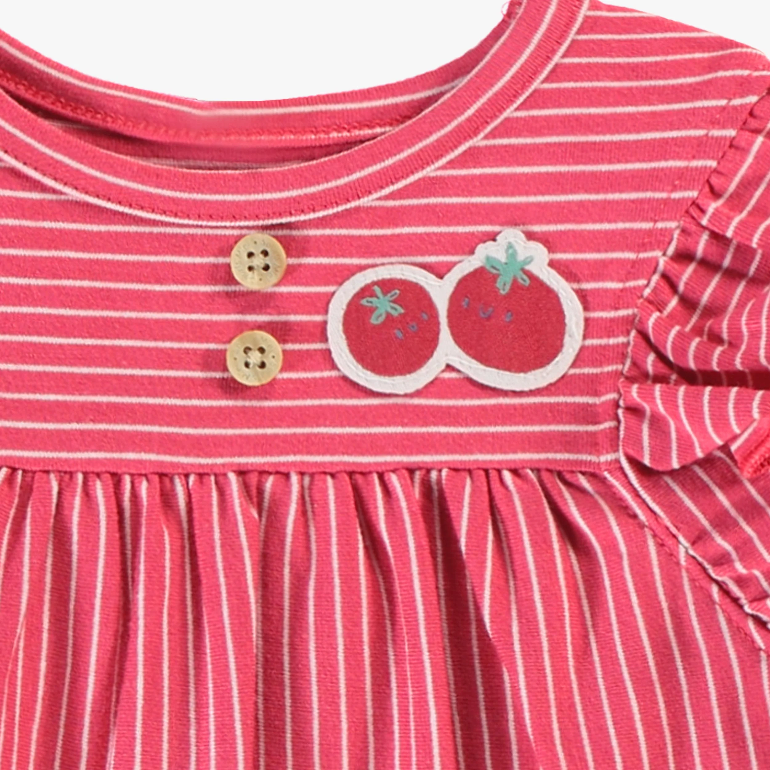 Robe et bloomer rouge et crème à rayures, naissance - Image 2