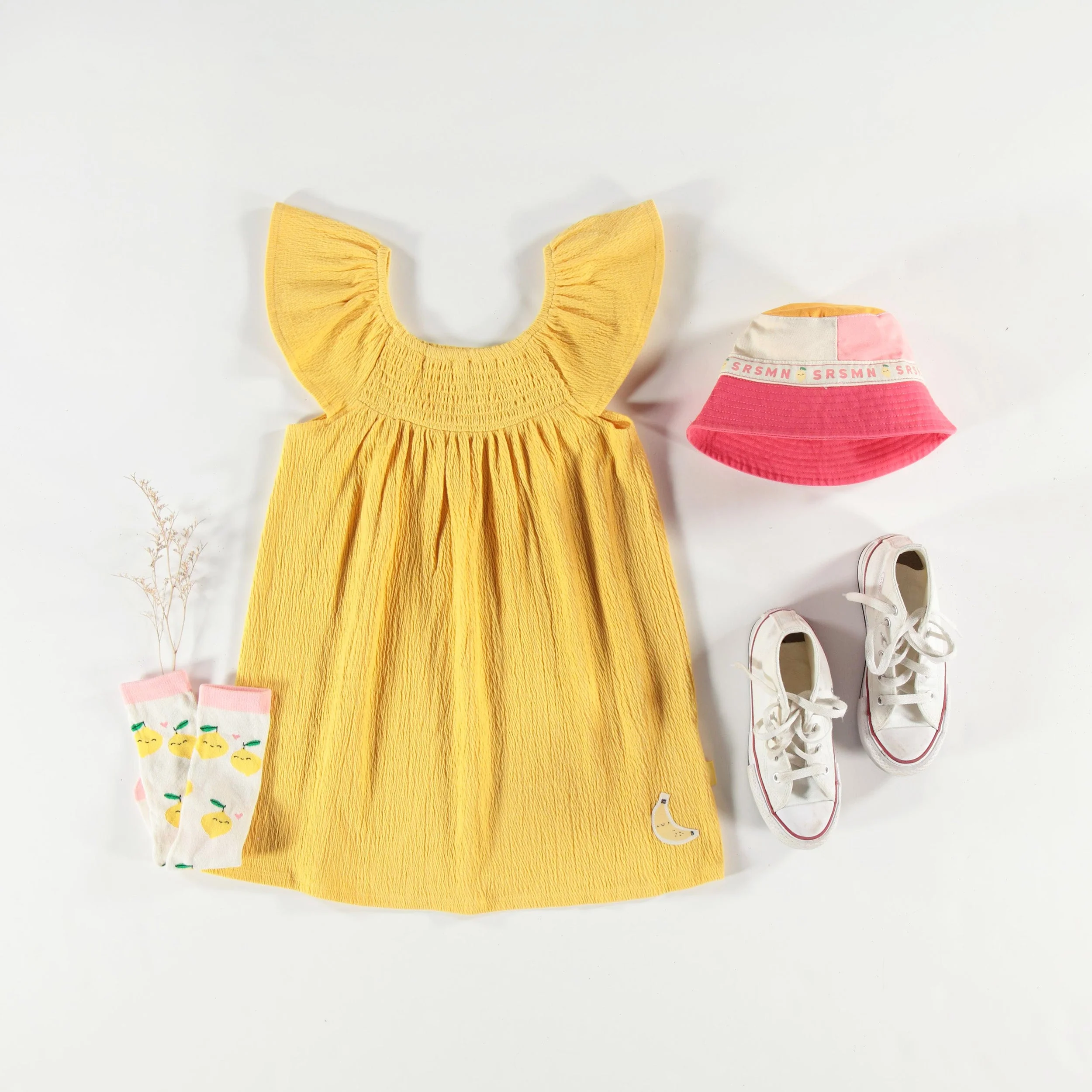 Robe jaune avec volants, enfant - Image 4