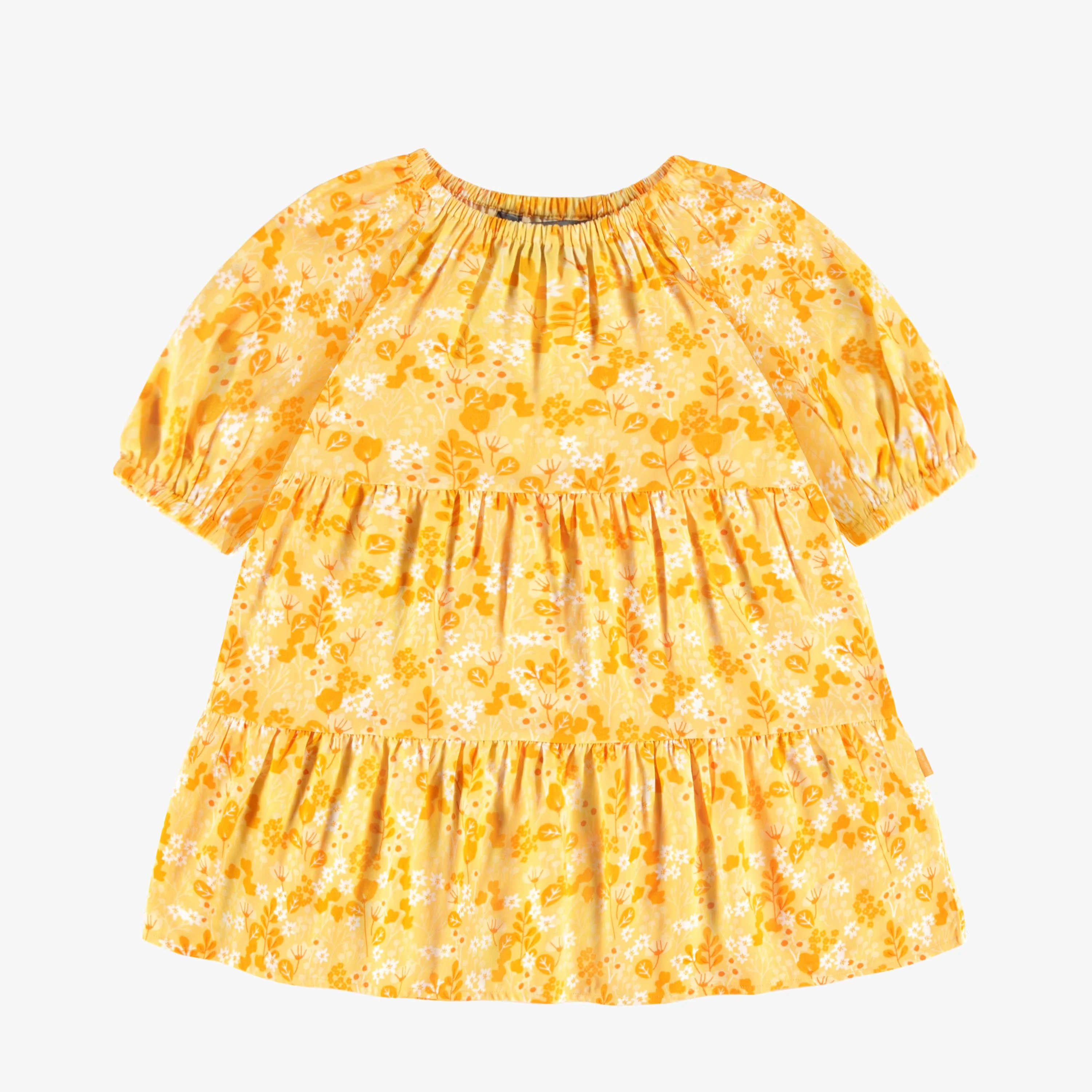 Robe jaune évasée en viscose à motifs de fleurs, bébé