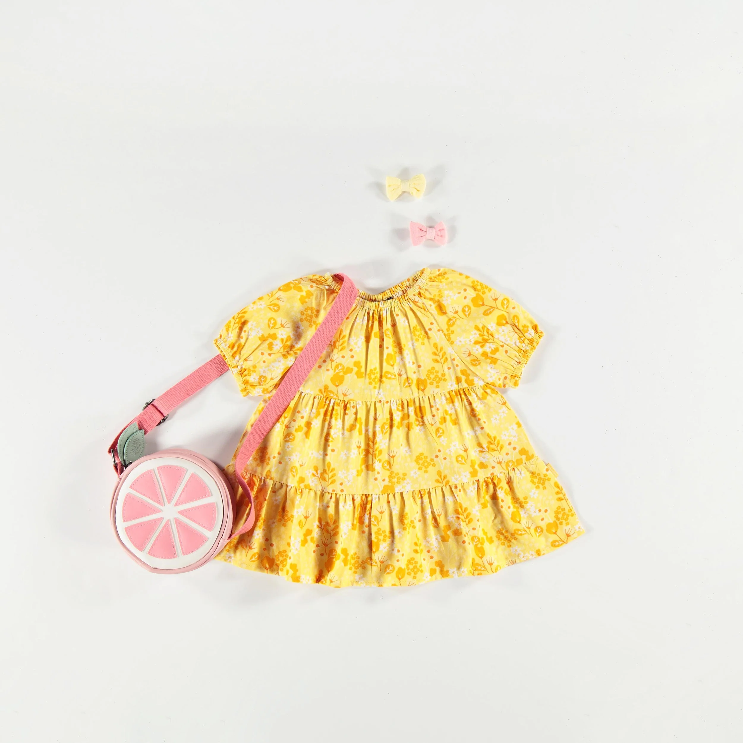 Robe jaune évasée en viscose à motifs de fleurs, bébé - Image 3