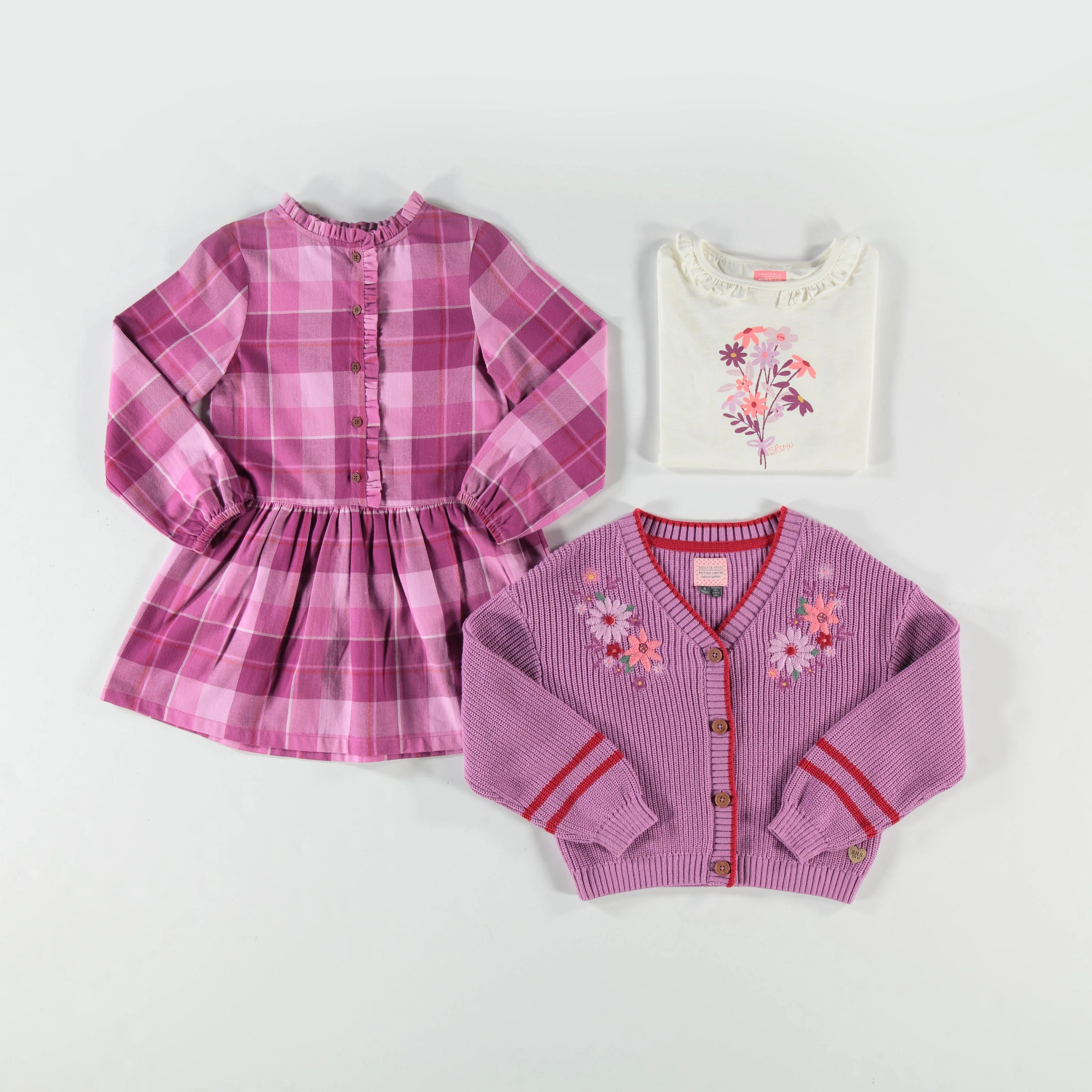 Robe mauve à carreaux, enfant - Image 3