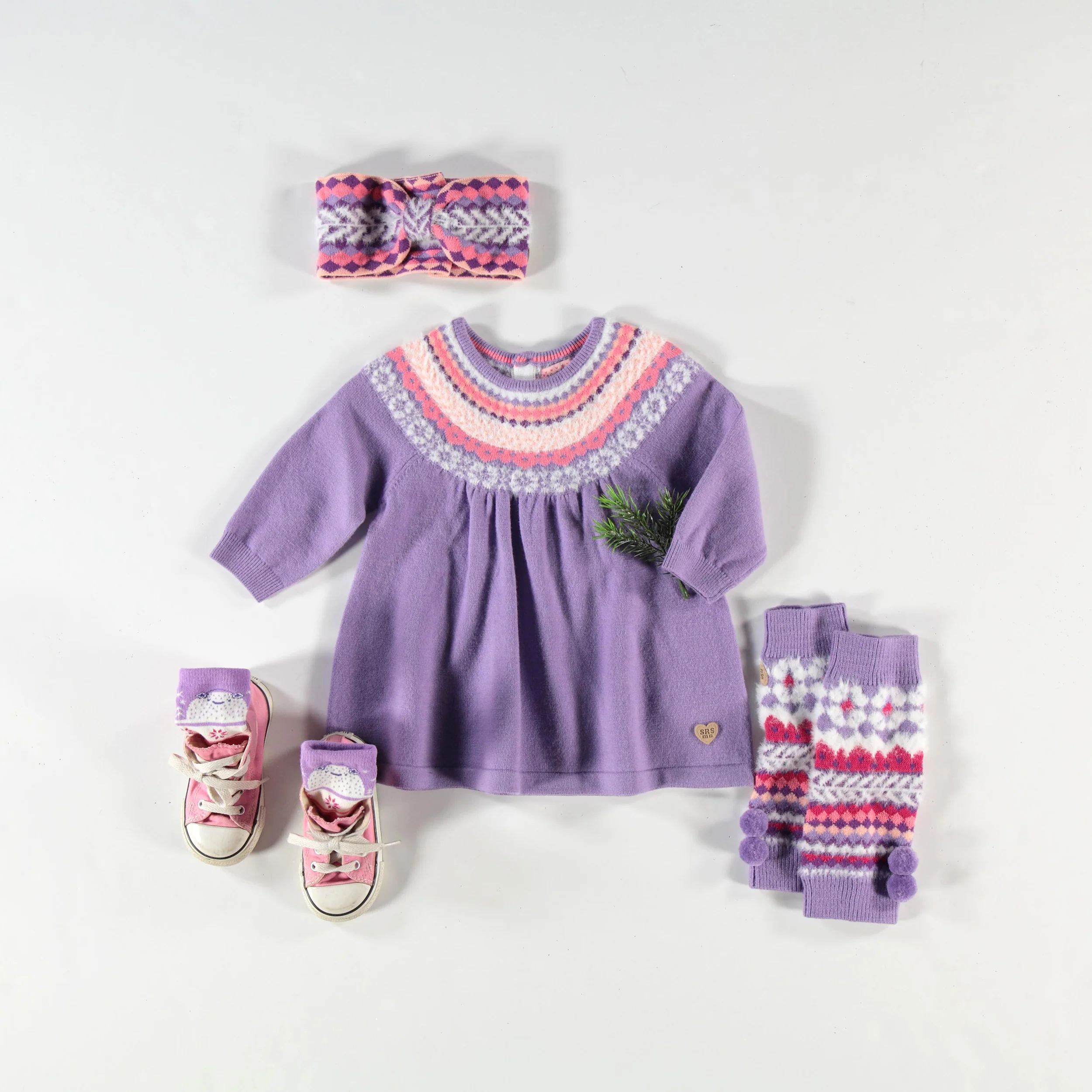 Robe mauve en tricot avec motifs, bébé - Image 5