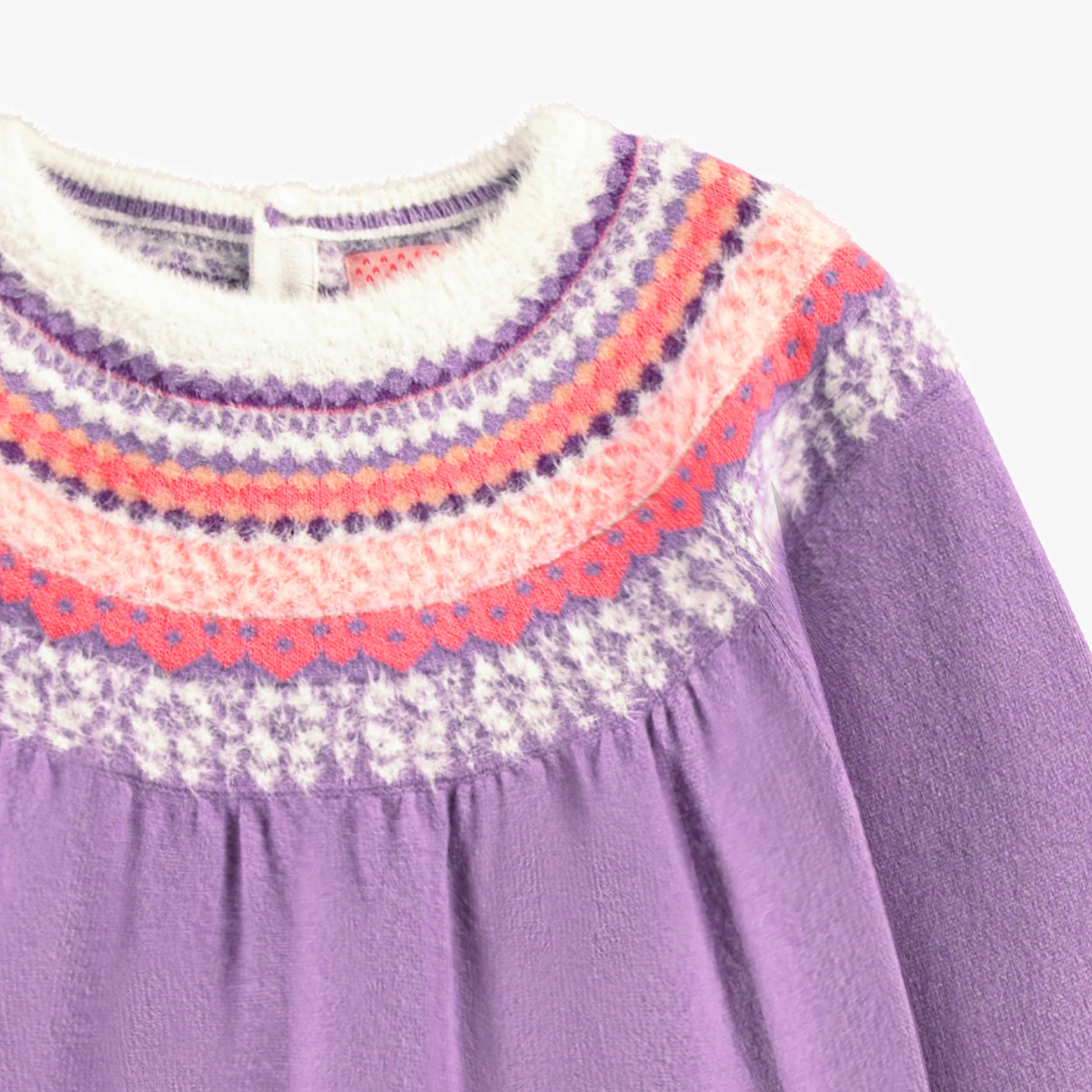 Robe mauve en tricot avec motifs, enfant - Image 4