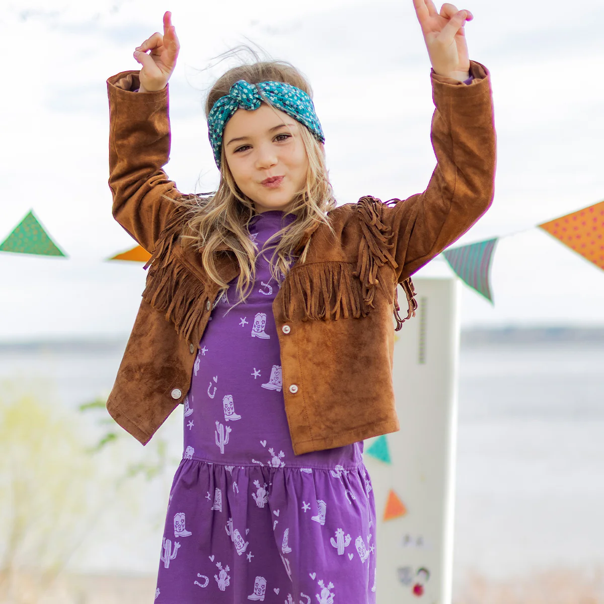 Robe mauve à motifs western, enfant - Image 3