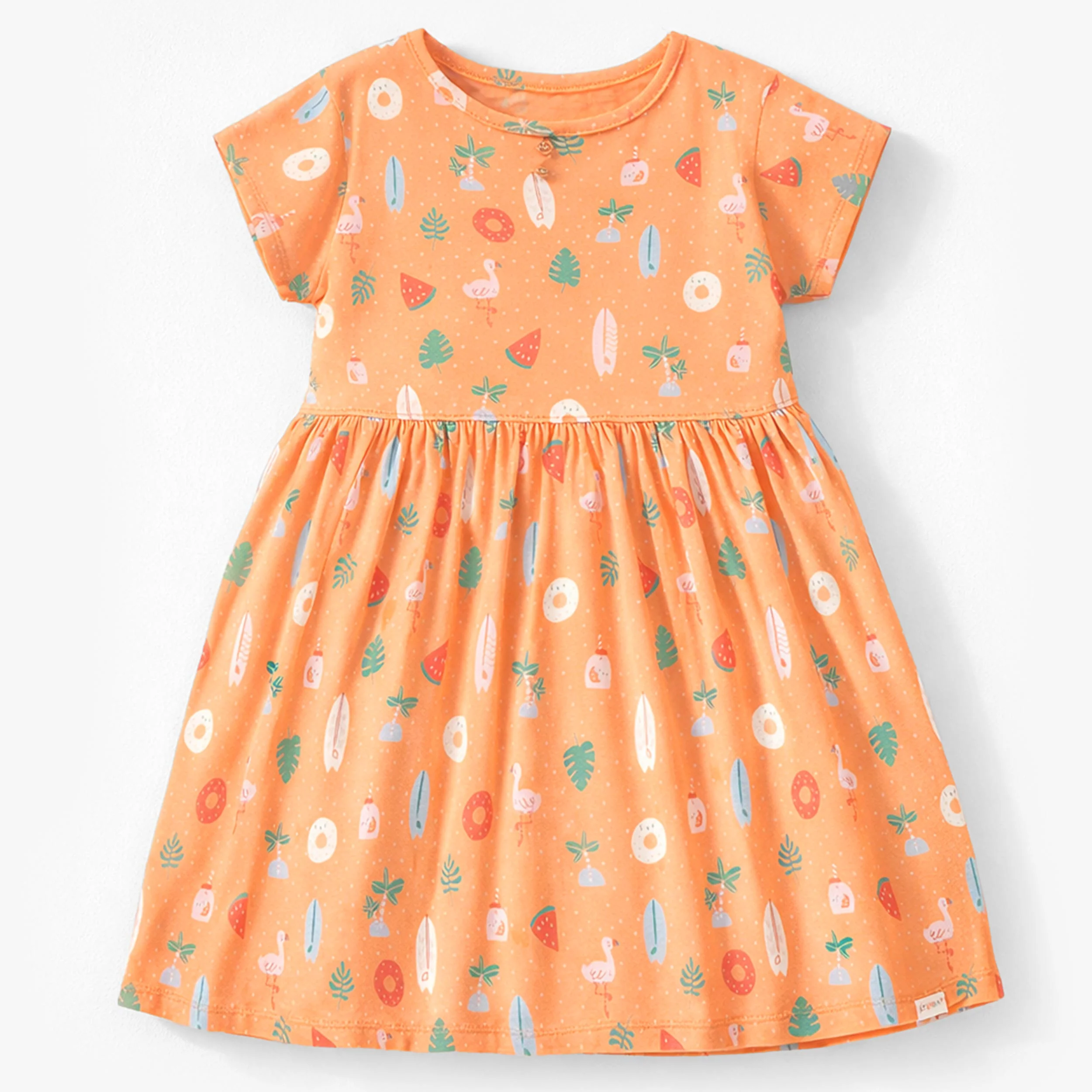 Robe orange à motifs, enfant