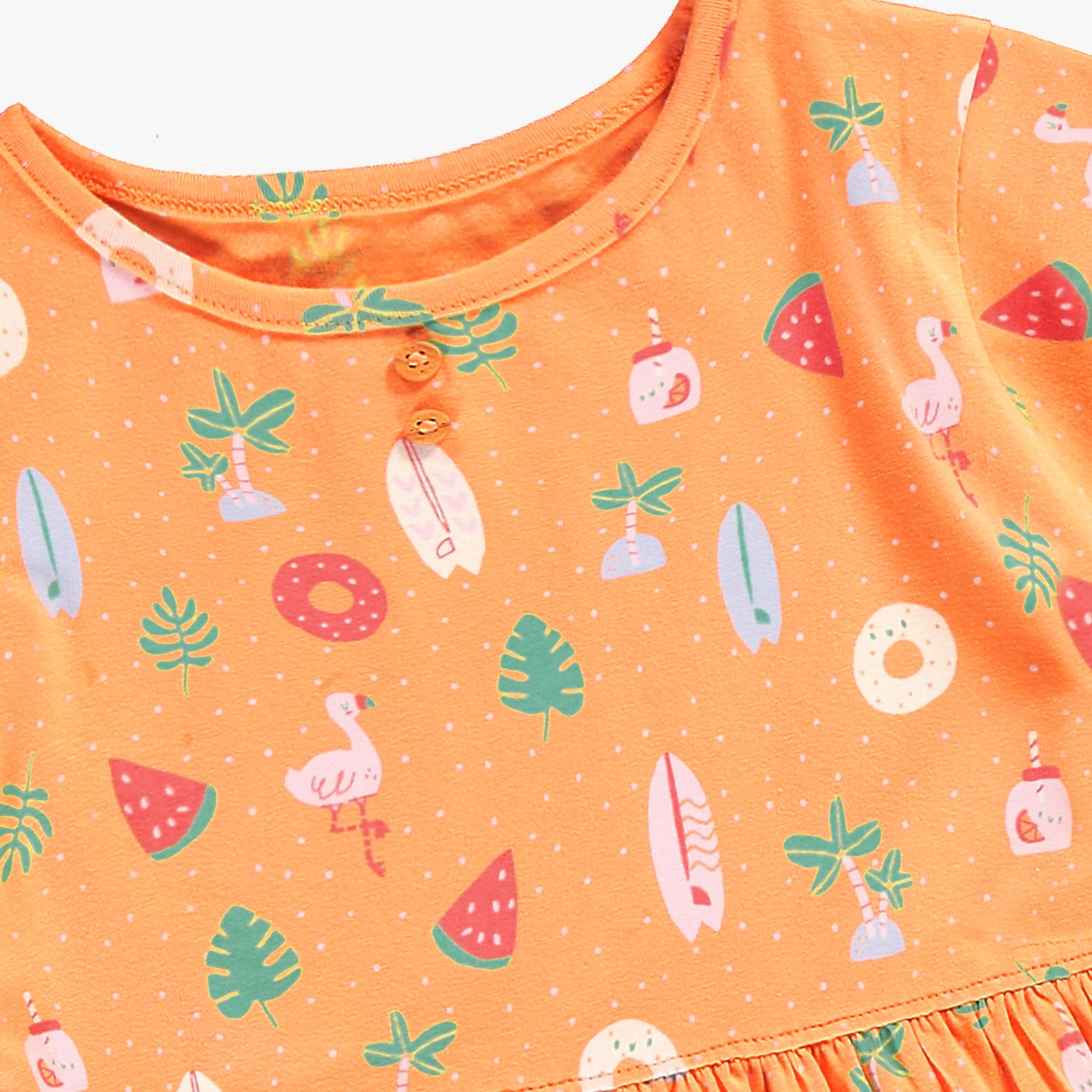 Robe orange à motifs, enfant - Image 5
