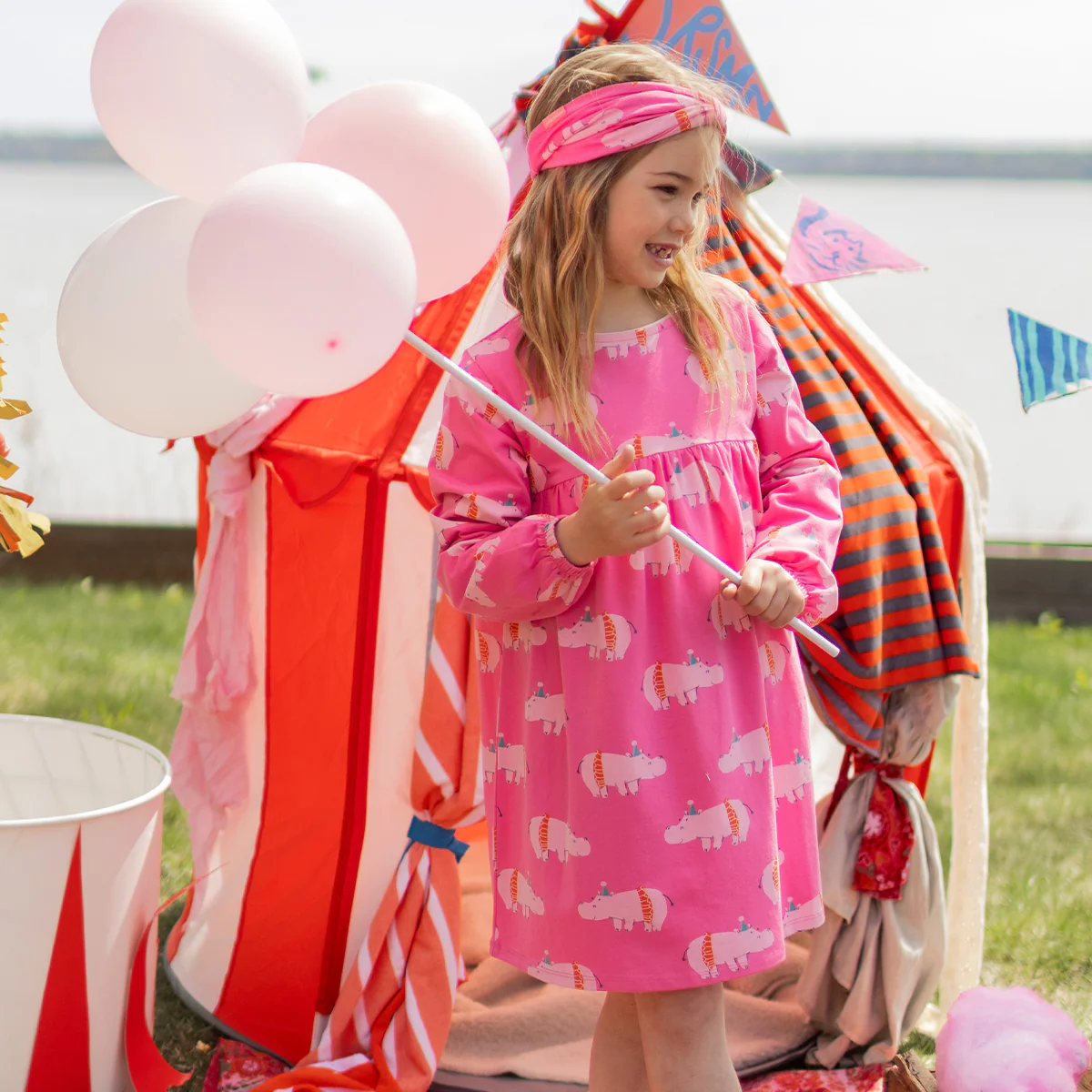 Robe rose à motifs d’hippopotames, enfant - Image 3