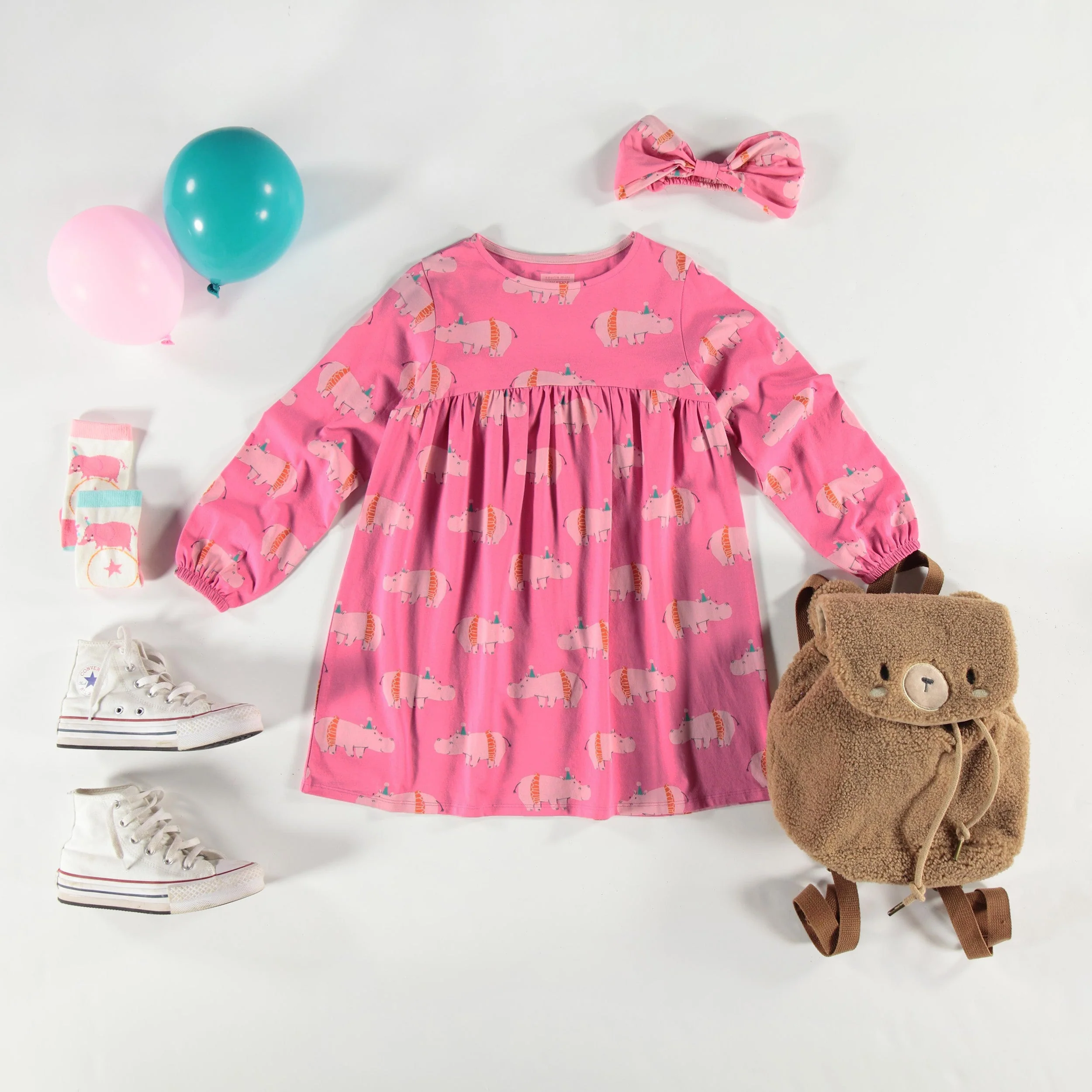 Robe rose à motifs d’hippopotames, enfant - Image 5