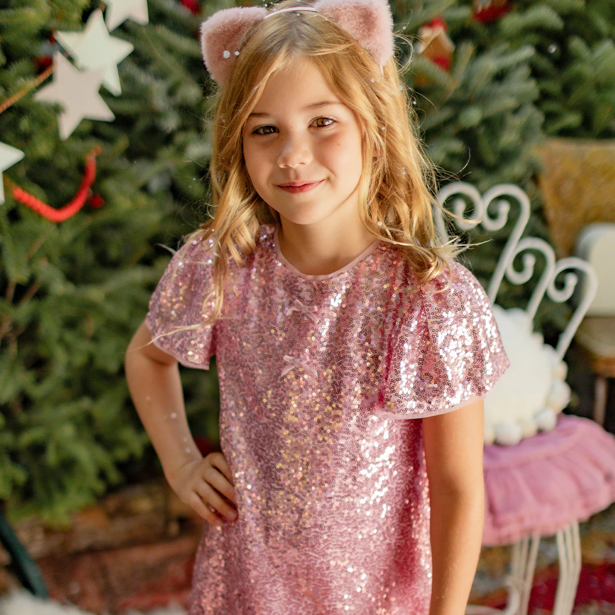 Robe rose à paillettes, enfant - Image 6