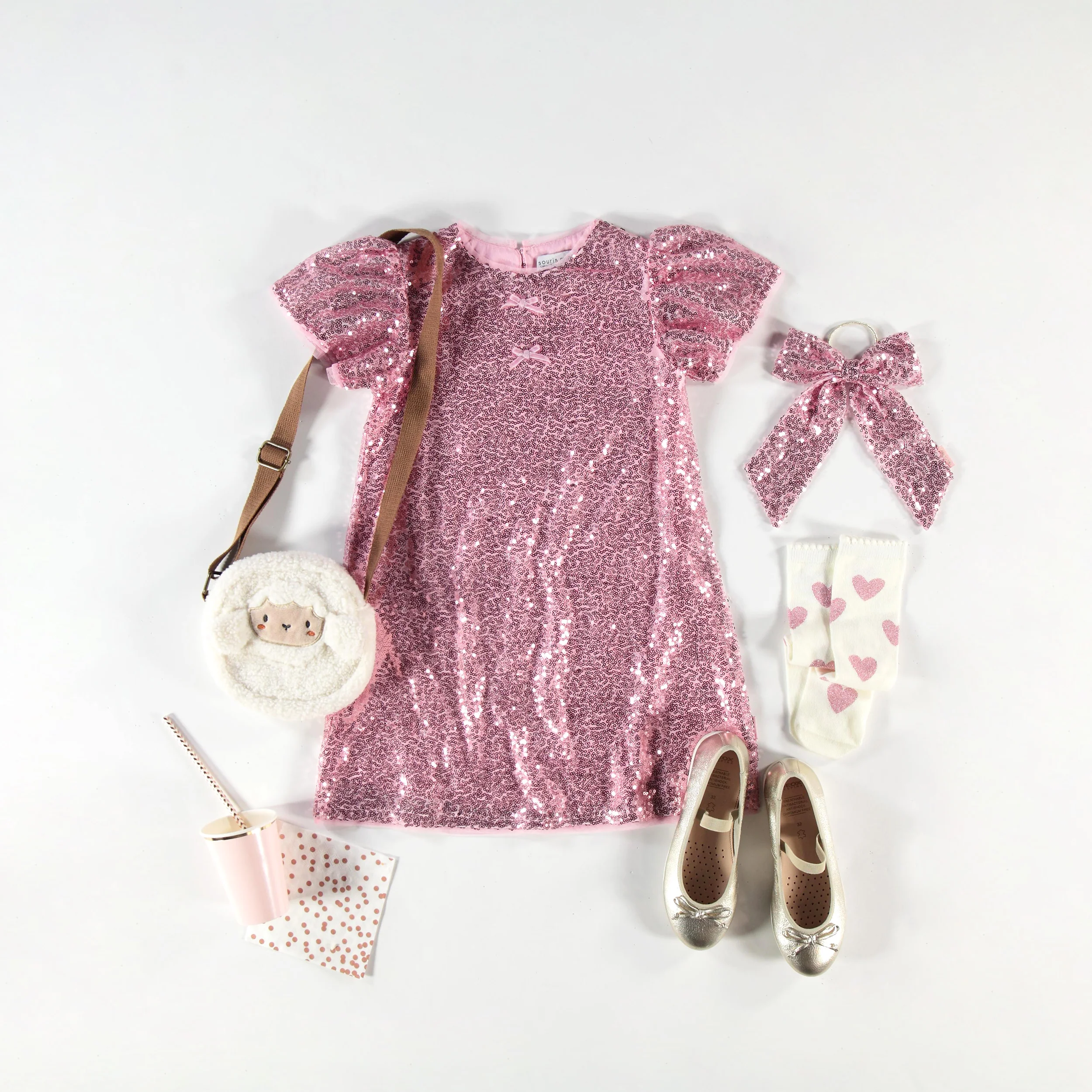 Robe rose à paillettes, enfant - Image 7