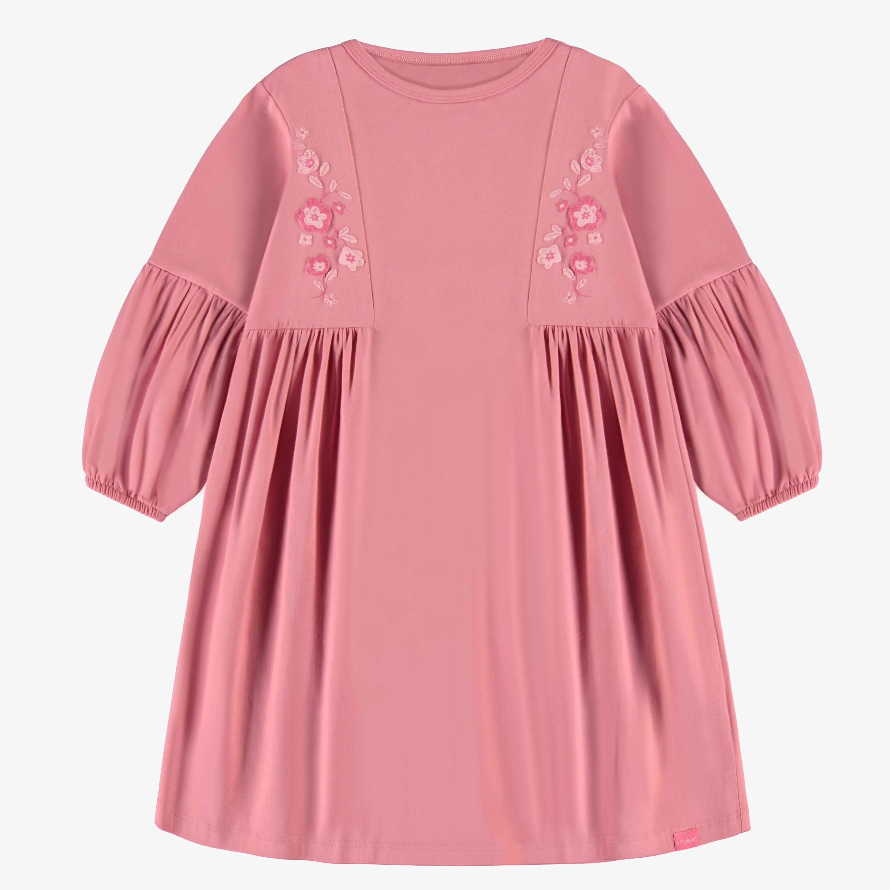 Robe rose avec fronces en jersey extensible, enfant