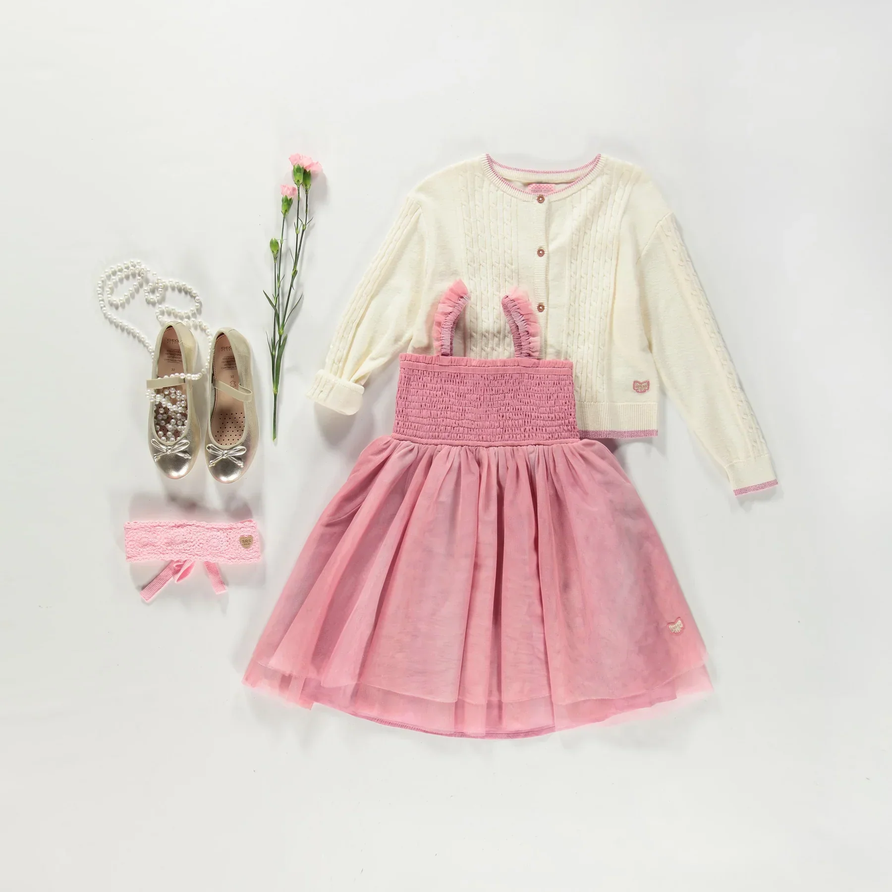 Robe rose en nid d'abeille et tulle, enfant - Image 5