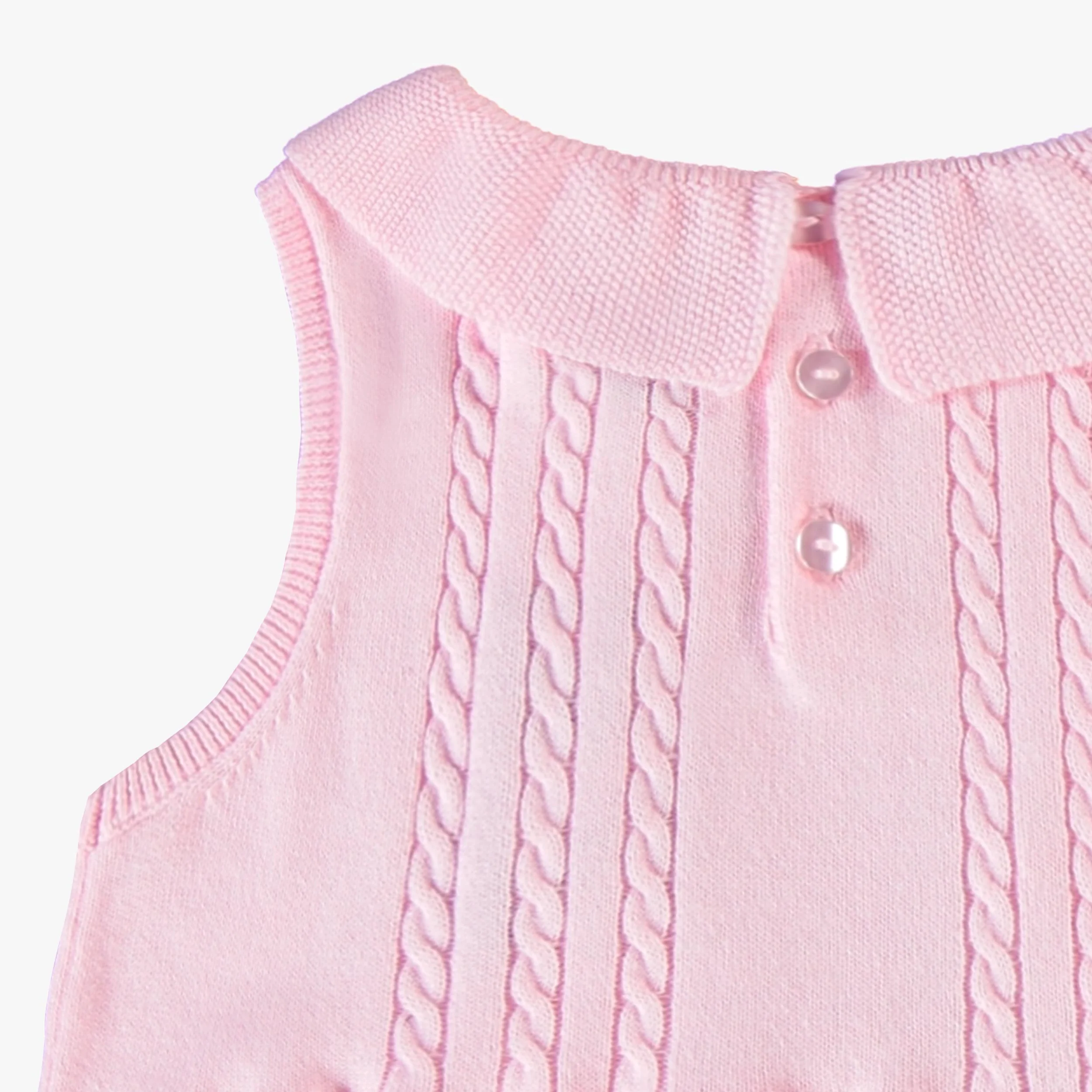 Robe rose en tricot avec broderies de fleurs, enfant - Image 5