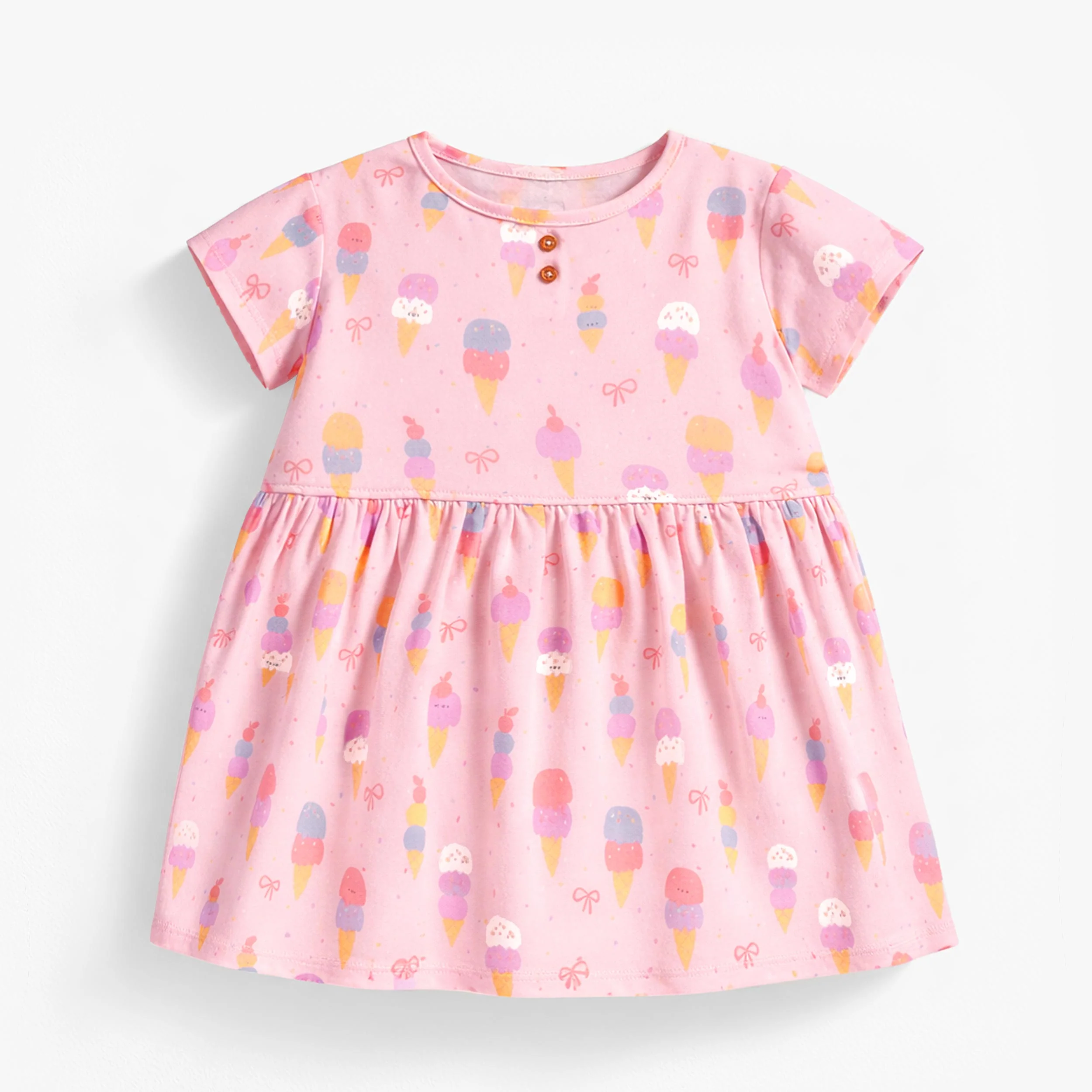 Robe rose à motifs de crèmes glacées, bébé