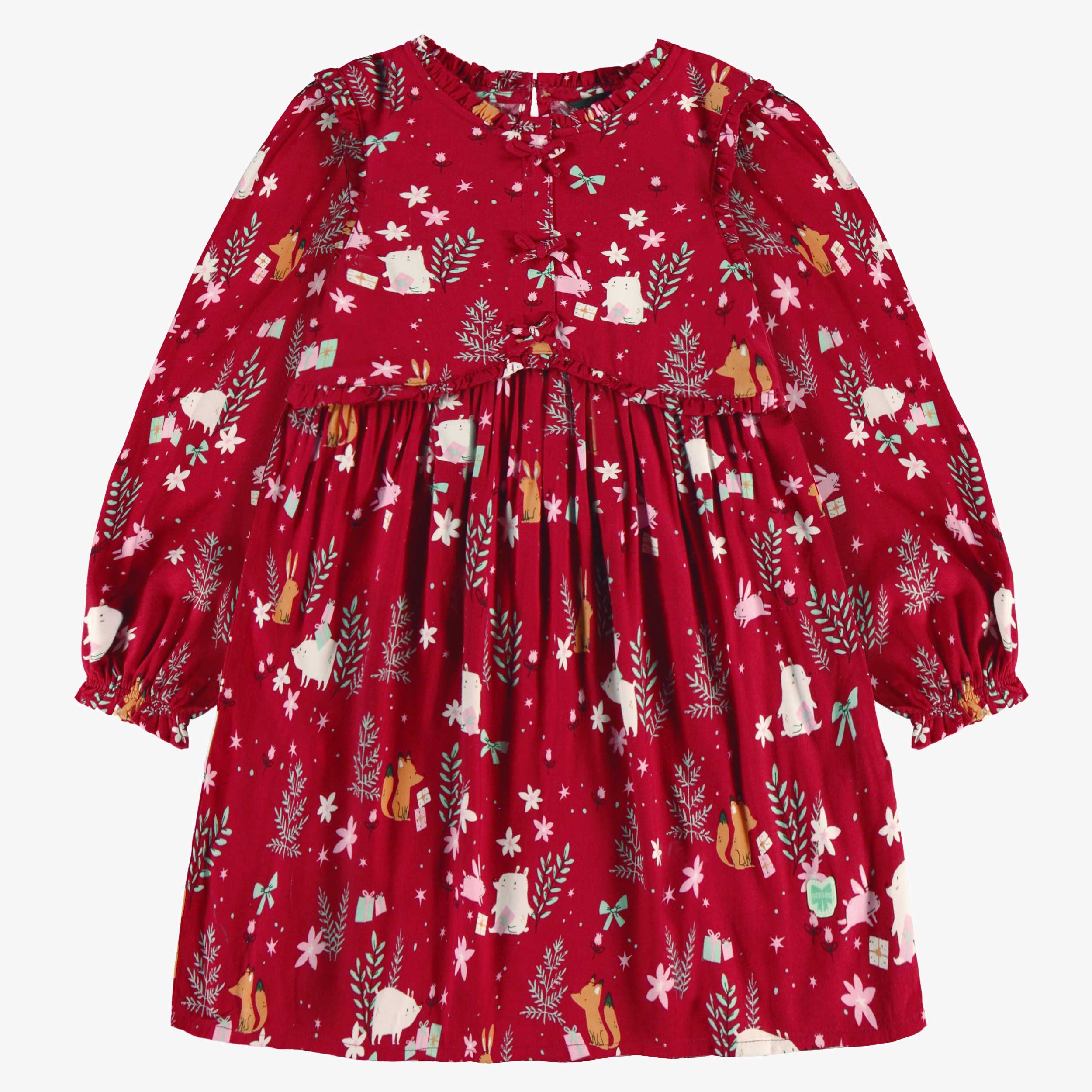 Robe rouge à motifs festifs, enfant