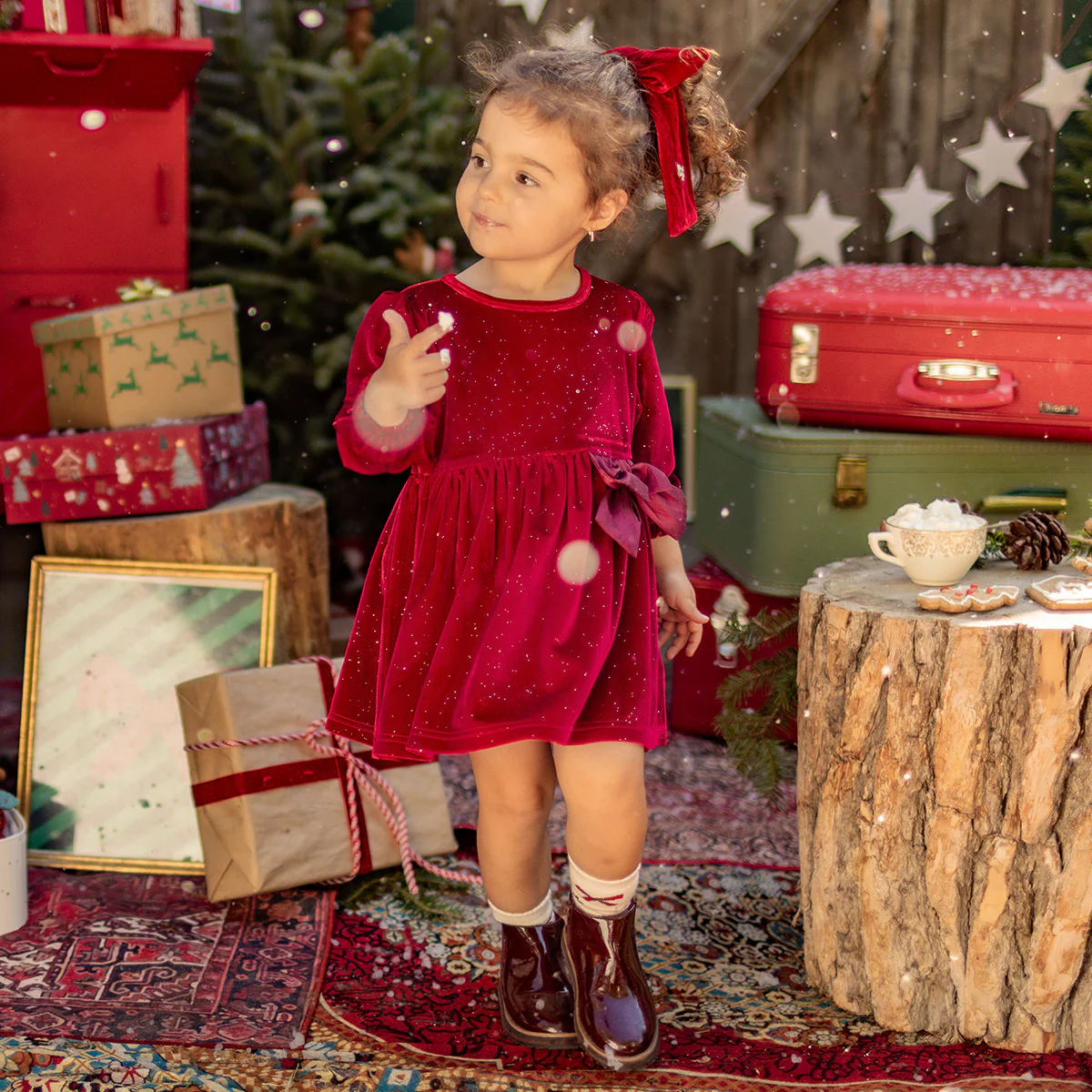 Robe rouge en velours scintillant, bébé - Image 2