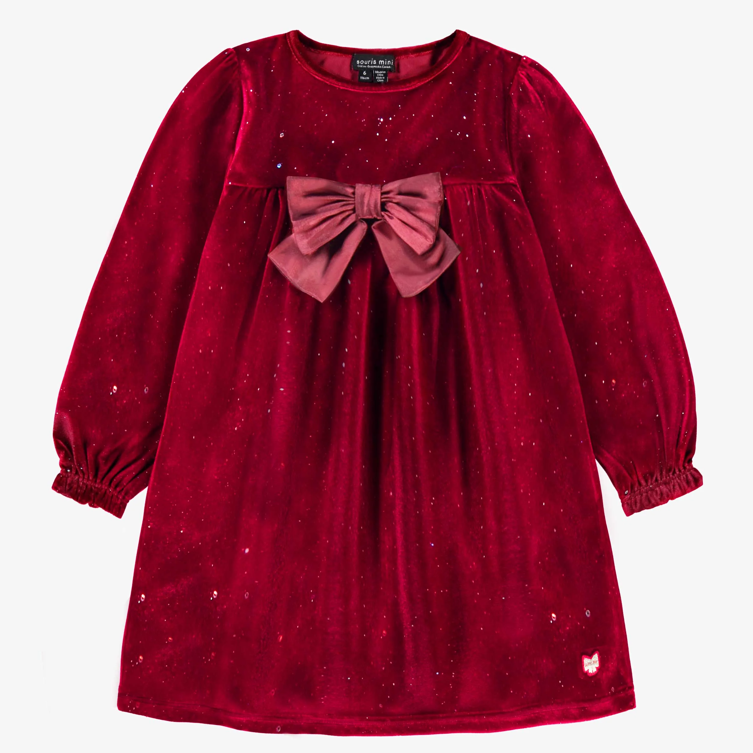 Robe rouge en velours scintillant, enfant